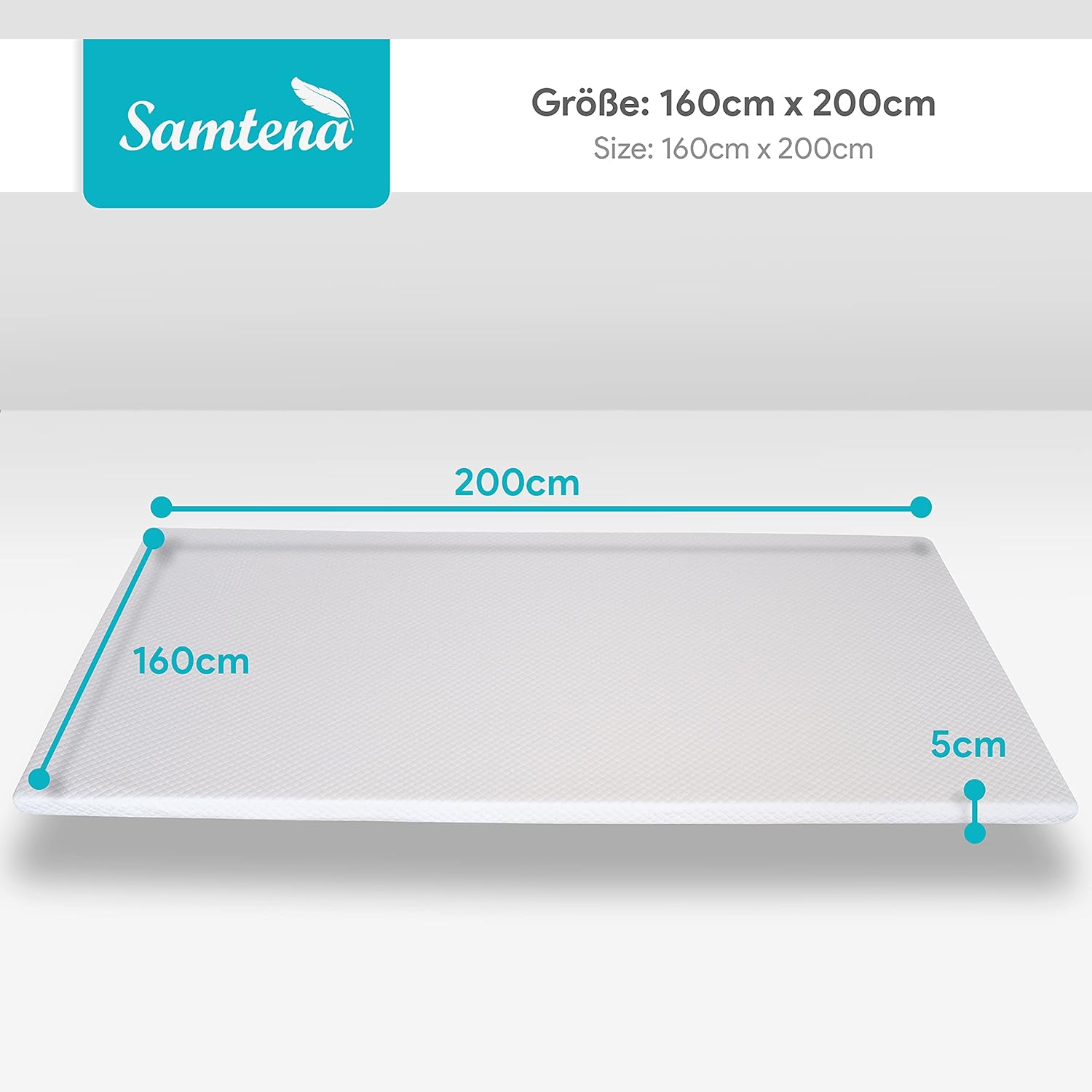 Detalle 2 de Samtena correttore Materasso viscoelastico con Memory Foam 160x200x5 cm