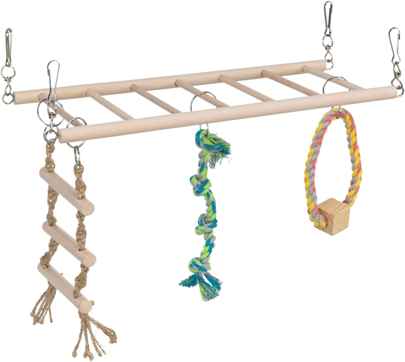 Detalle de Trixie 6905 Hängebrücke, 35 × 15 cm – Spielbrücke aus Holz und Baumwolle