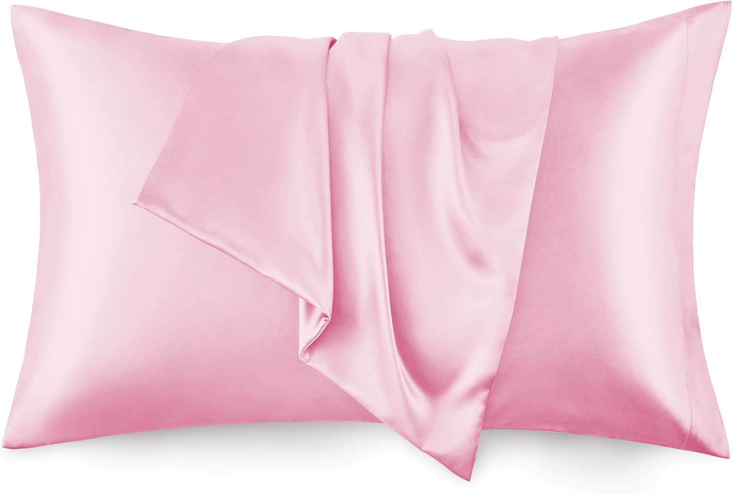 Detalle de Love's cabin Cooling Satin Pillowcases, Queen 2-Pack, Pink, 20" x 30