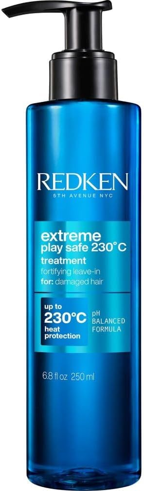 Detalle de Redken Hair Treatment: Leave-In Heat Protection for Damaged Hair (Extreme Play Safe 230, 250 ml)