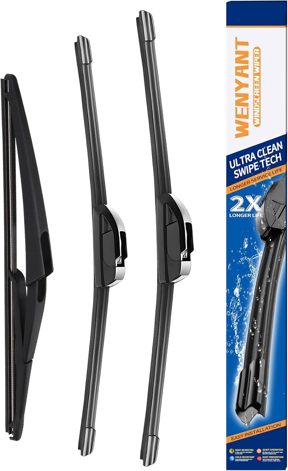 Detalle de Wenyant 26”/19”/16” Windshield Wipers Set for Toyota Prius (2010-2015) — Front & Rear Replacement Blades