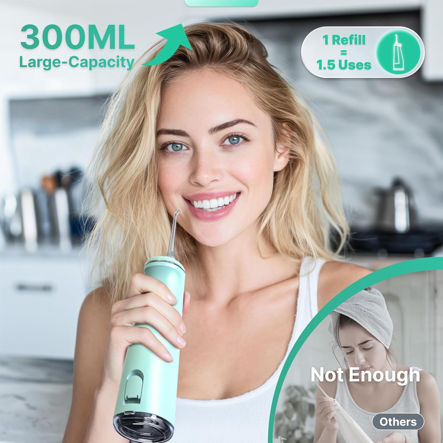 Thumbnail 3 de Cordless Water Flosser Pick for Teeth (Green) with 8 DIY Modes, 7 Jets and 300ml Tank