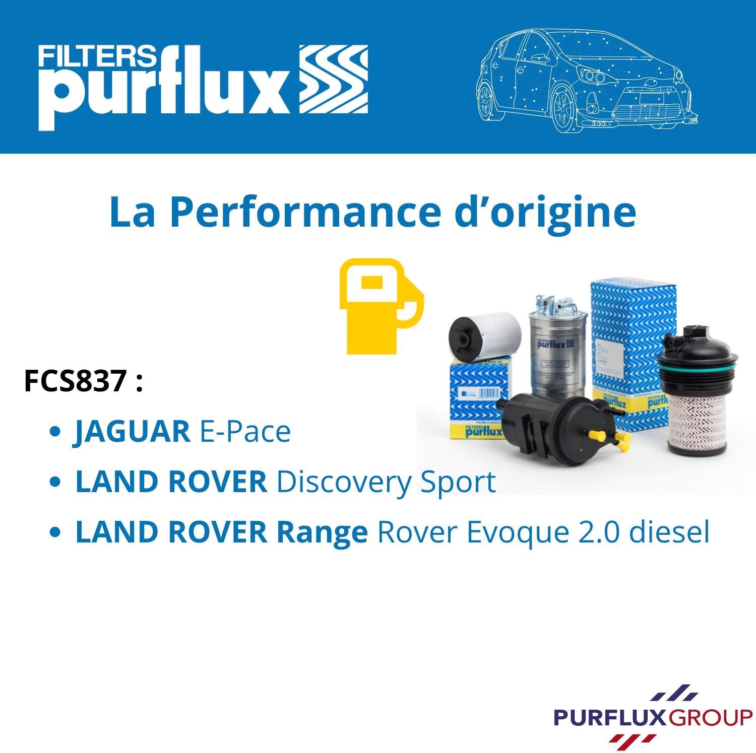 Detalle 2 de PURFLUX Filtre à carburant – Cartouche filtrante compatible LAND ROVER Range Rover Evoque L538 et Jaguar E-Pace X540 (réf. J9C32463)