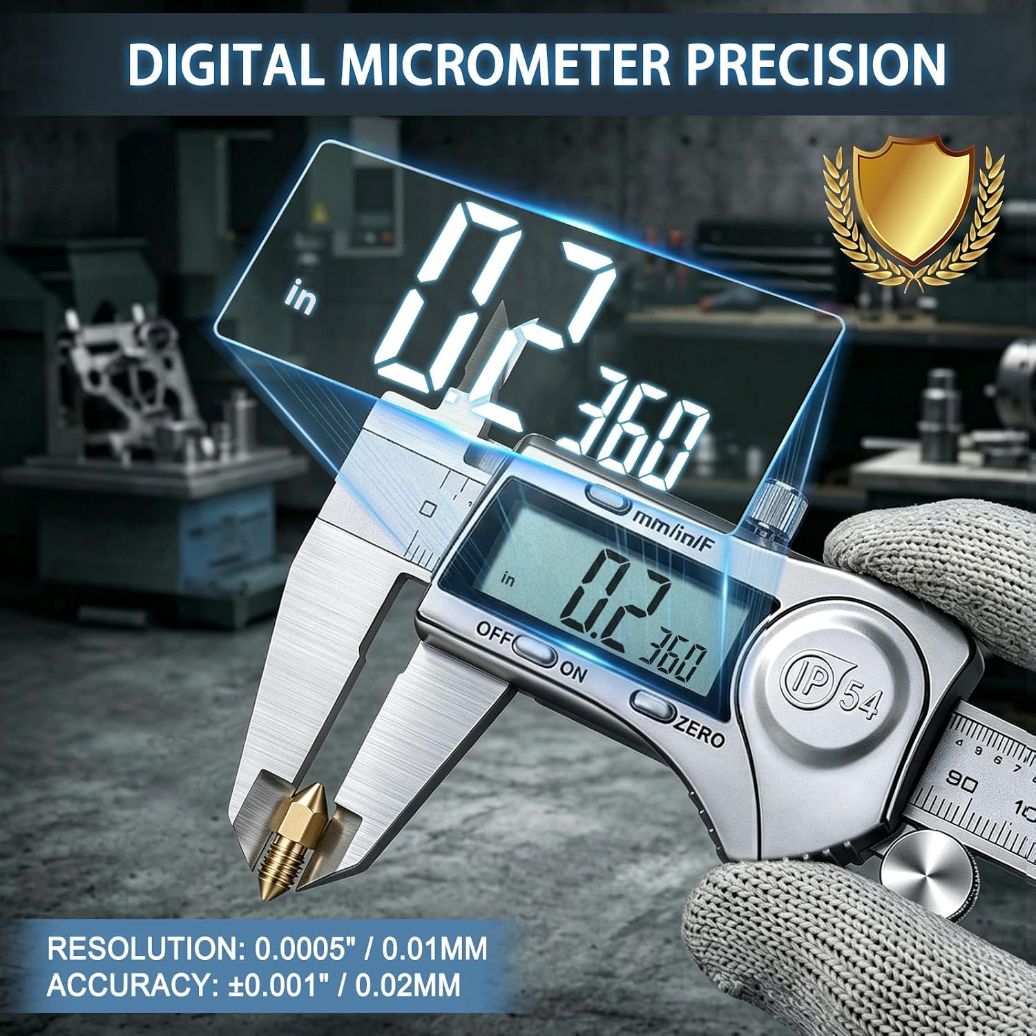 Detalle de Kynup Digital Caliper (6 Inch) with Large LCD, IP54 Splash Proof, Inch/Metric Fraction Switch