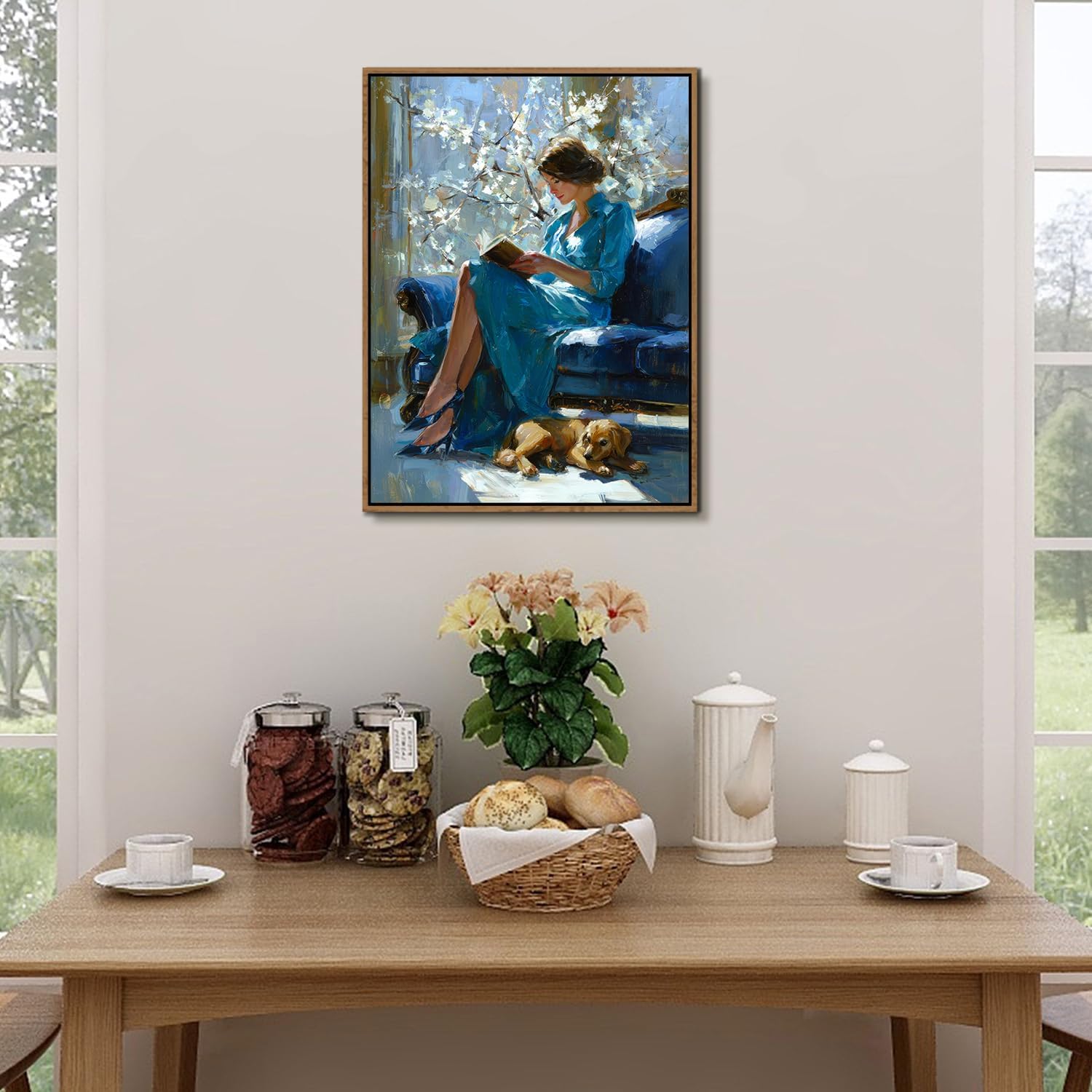 Thumbnail 5 de AREBOLO Vintage Framed Canvas Wall Art – Elegant Woman Reading Print, 12x16 inch