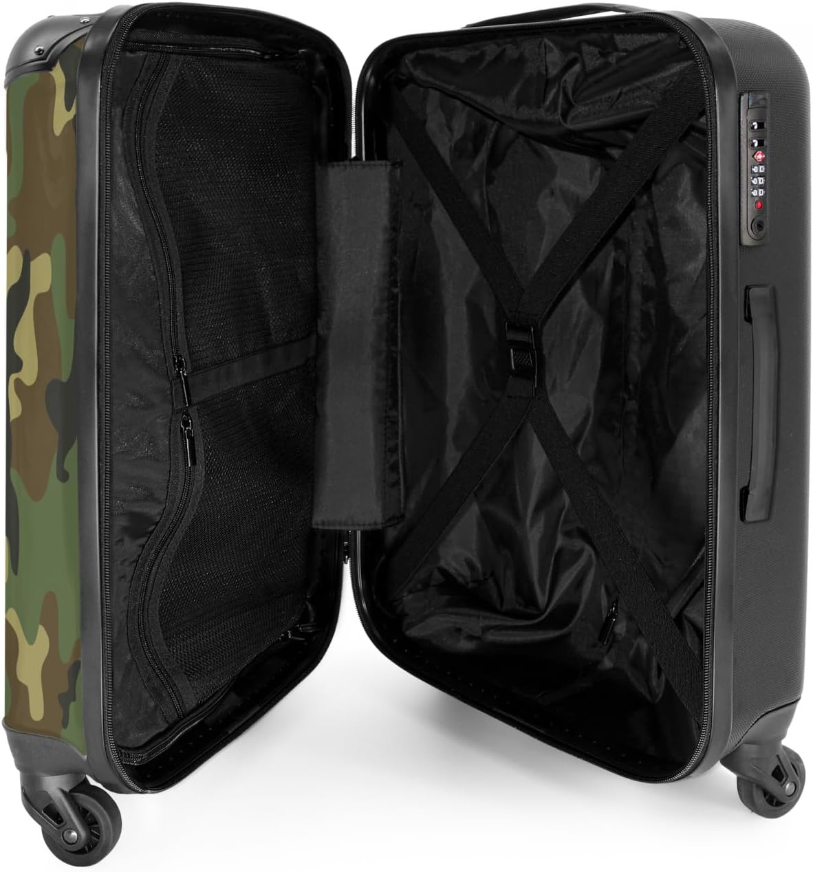 Detalle de NoBoringSuitcases.com Valigia grande rigida 67 cm con motivo mimetico esercito, 72 L, 20 kg