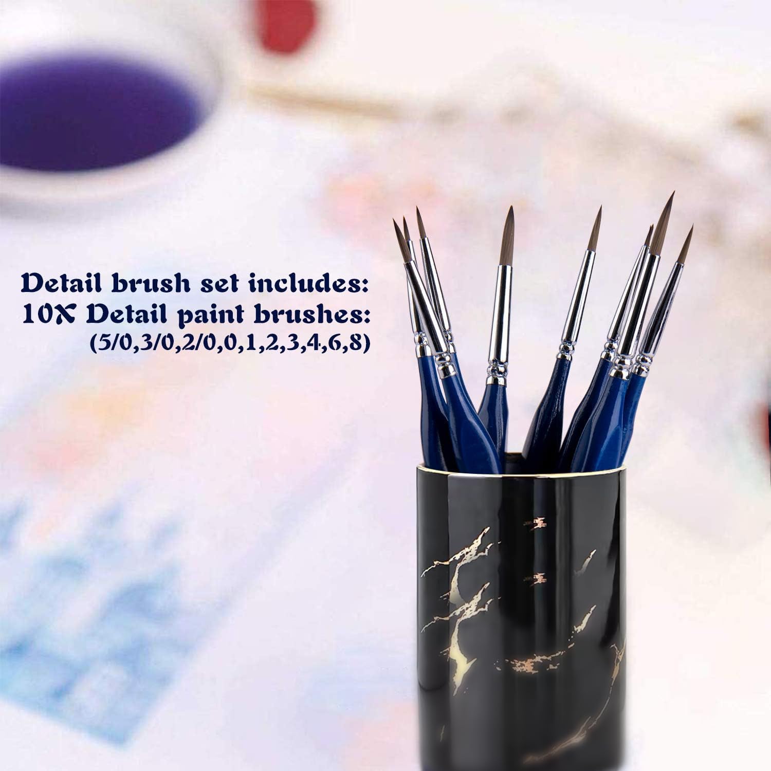 Detalle 2 de Fine Detail Brushes with Triangular Handles: Precise Miniature Detailing (10-Piece Set)