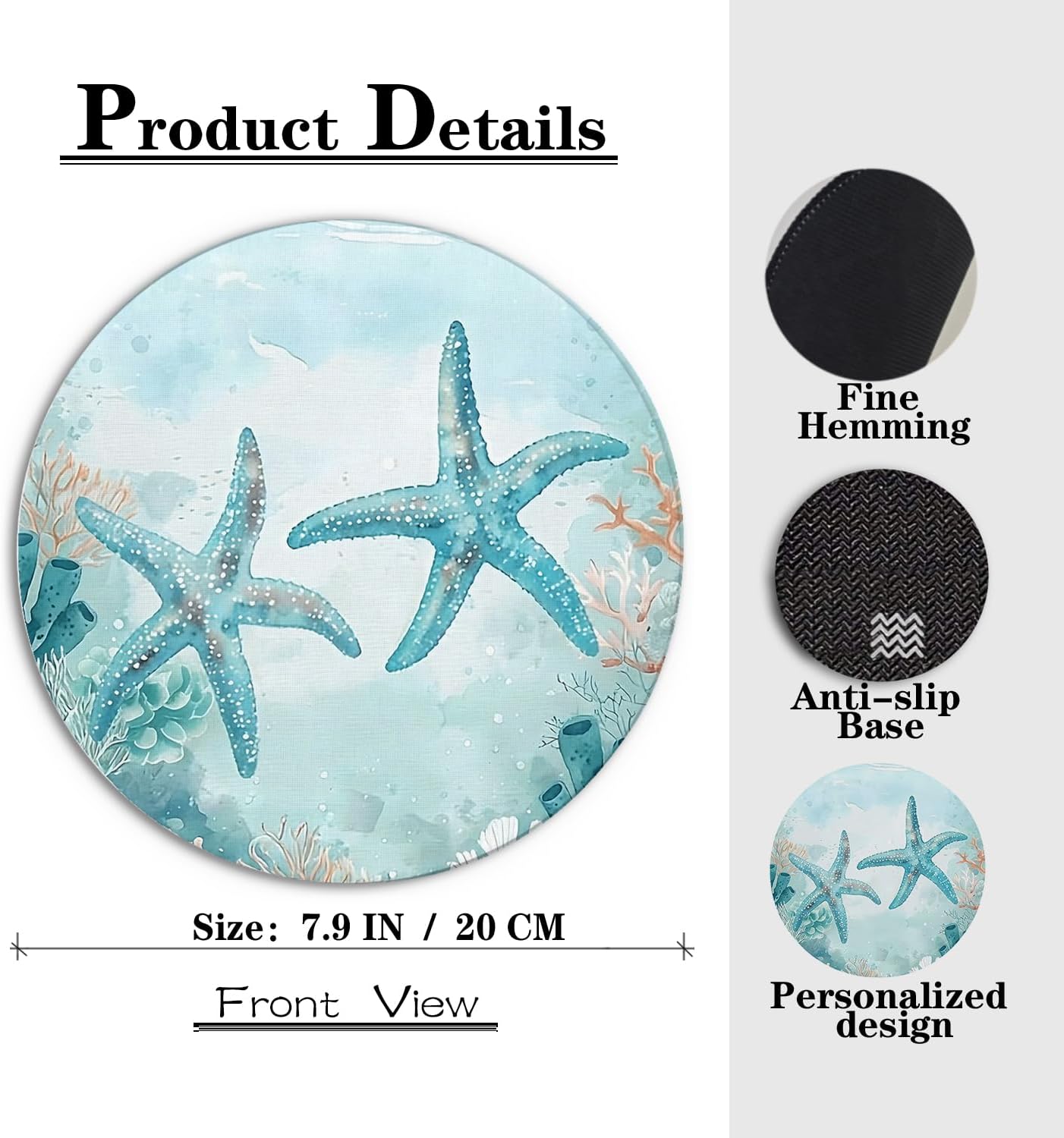 Detalle de GDJIEGBC Sea Starfish Mouse Pad 7.9 x 7.9 Inch