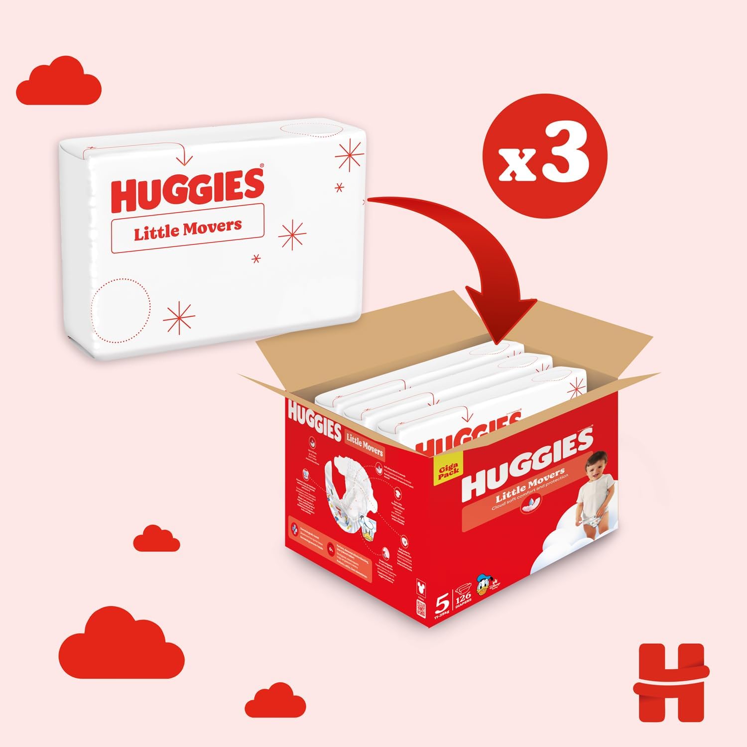Detalle de HUGGIES Little Movers Taglia 5 126 pannolini đź§·