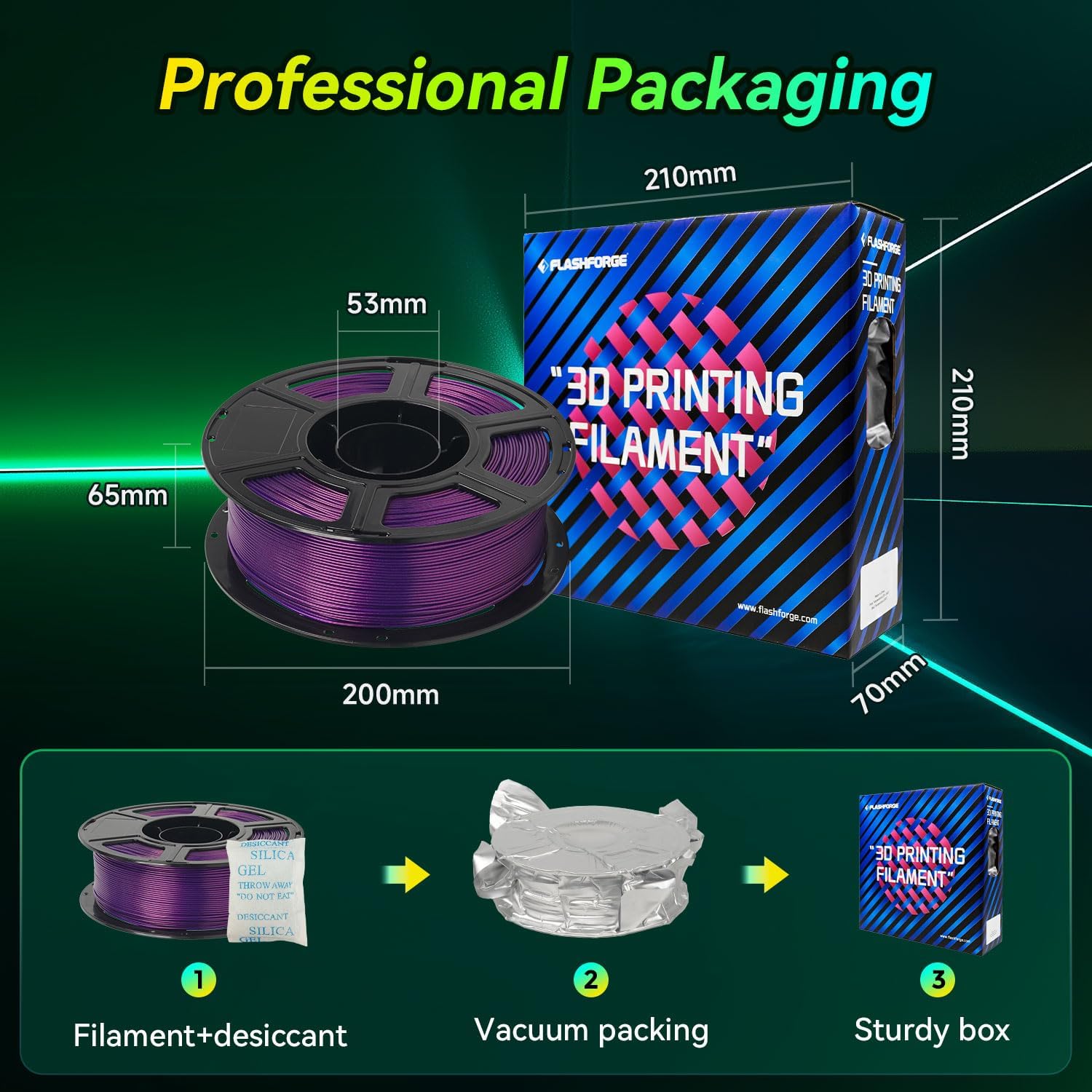 Thumbnail 5 de FLASHFORGE Xmas Series Rapid PLA Filament Aurora Purple — High-Fluidity, High-Speed 3D Printing 1.75mm