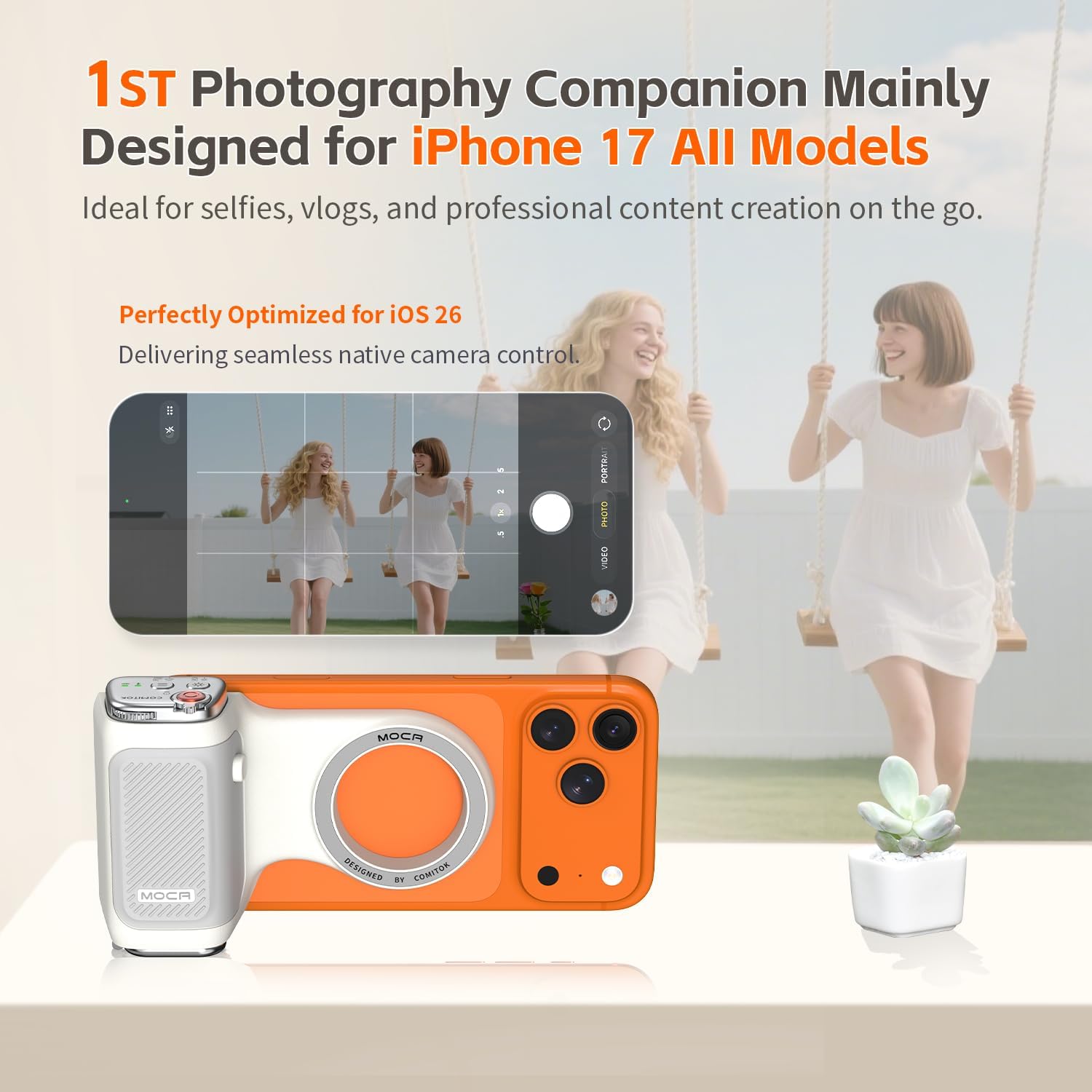 Detalle 2 de COMITOK MOCA iPhone 17 Pro Camera Grip with Remote