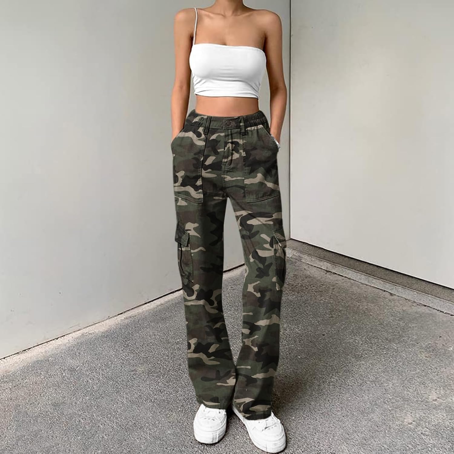 Thumbnail 1 de Lepunuo Women's Cargo Pants, High-Waisted Wide Leg with 6 Pockets