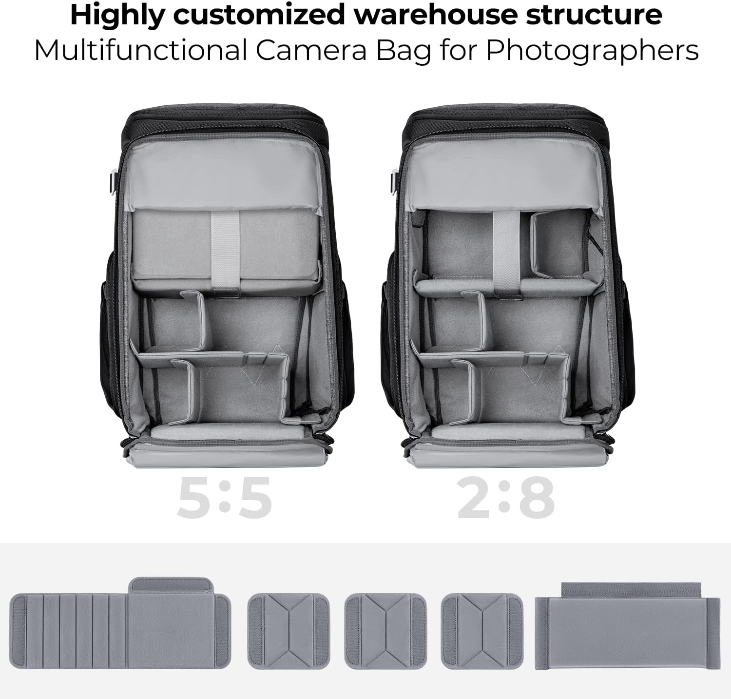Thumbnail 1 de K&F CONCEPT Kamerarucksack (25 l) mit 15,6-Zoll-Laptopfach – Fotorucksack für Canon/Nikon/Sony & DJI Mavic, Grau