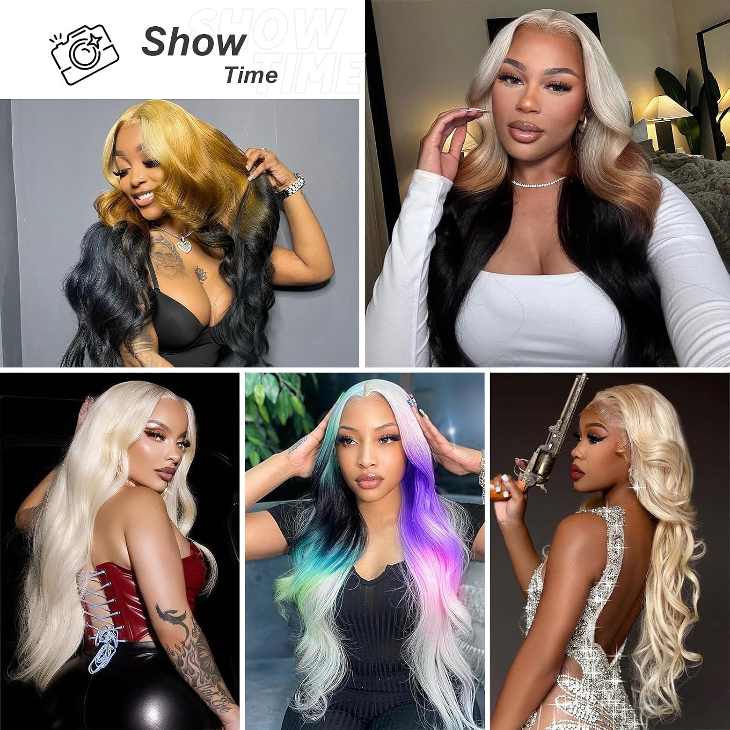 Detalle de Ruaswey 26 Inch 613 13x6 Lace Front Wig – 200 Density Body Wave, 613 Blonde Human Hair, Pre Plucked Hairline