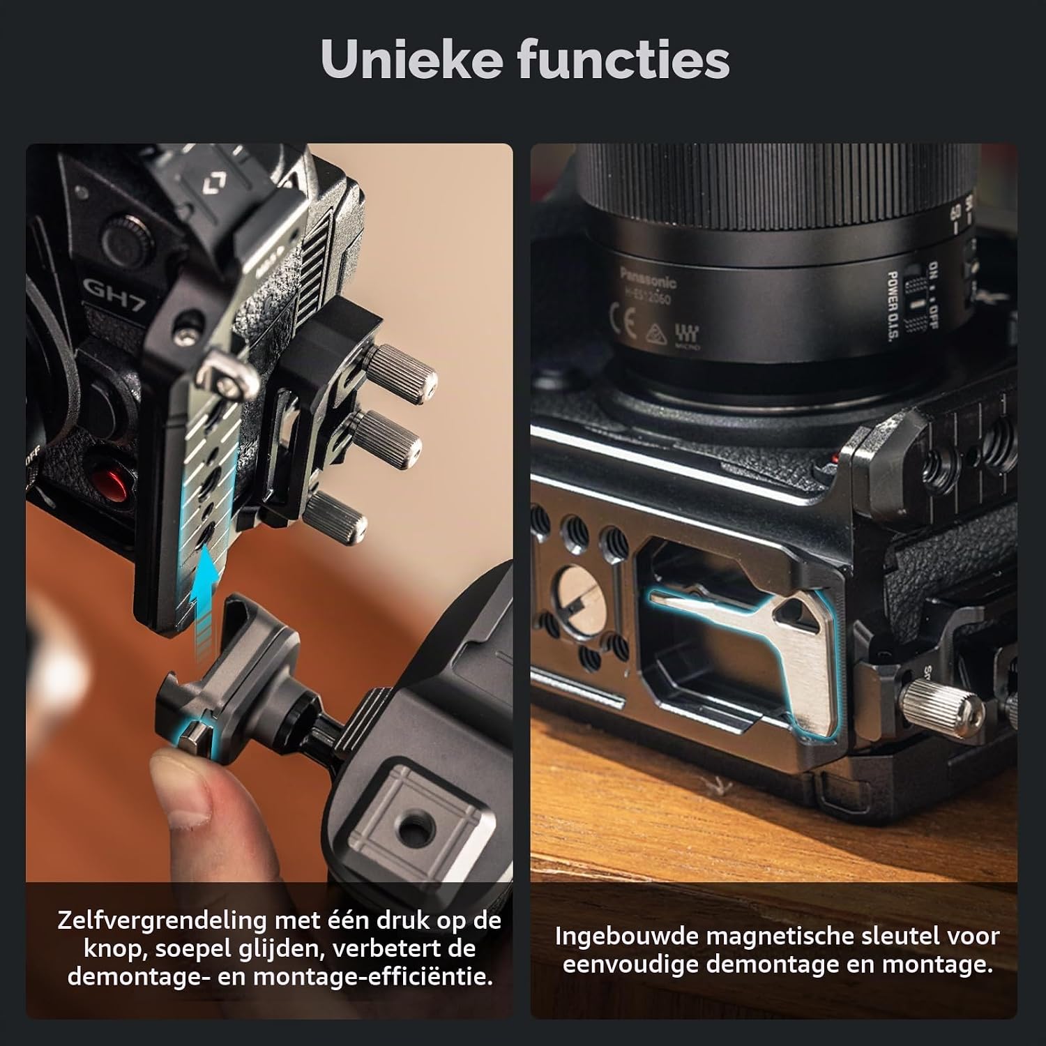 Thumbnail 6 de SMALLRIG HawkLock 4824 camerakooi voor Panasonic GH7/GH6 met Arca-plaat