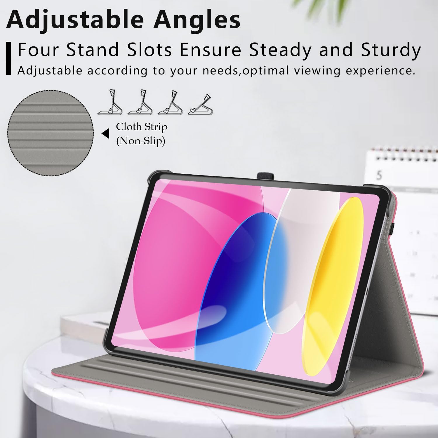 Detalle de ZtotopCases Case for iPad 11th Generation (2025) & iPad 10th Generation (2022) with Auto Wake/Sleep, Multi-Angle Stand & Pencil Holder – Pink
