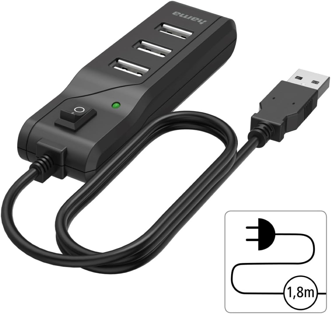 Thumbnail 3 de Hama Hub USB multiport Data 4 ports USB 2.0 (jusqu’à 480 Mbit/s) avec interrupteur, noir