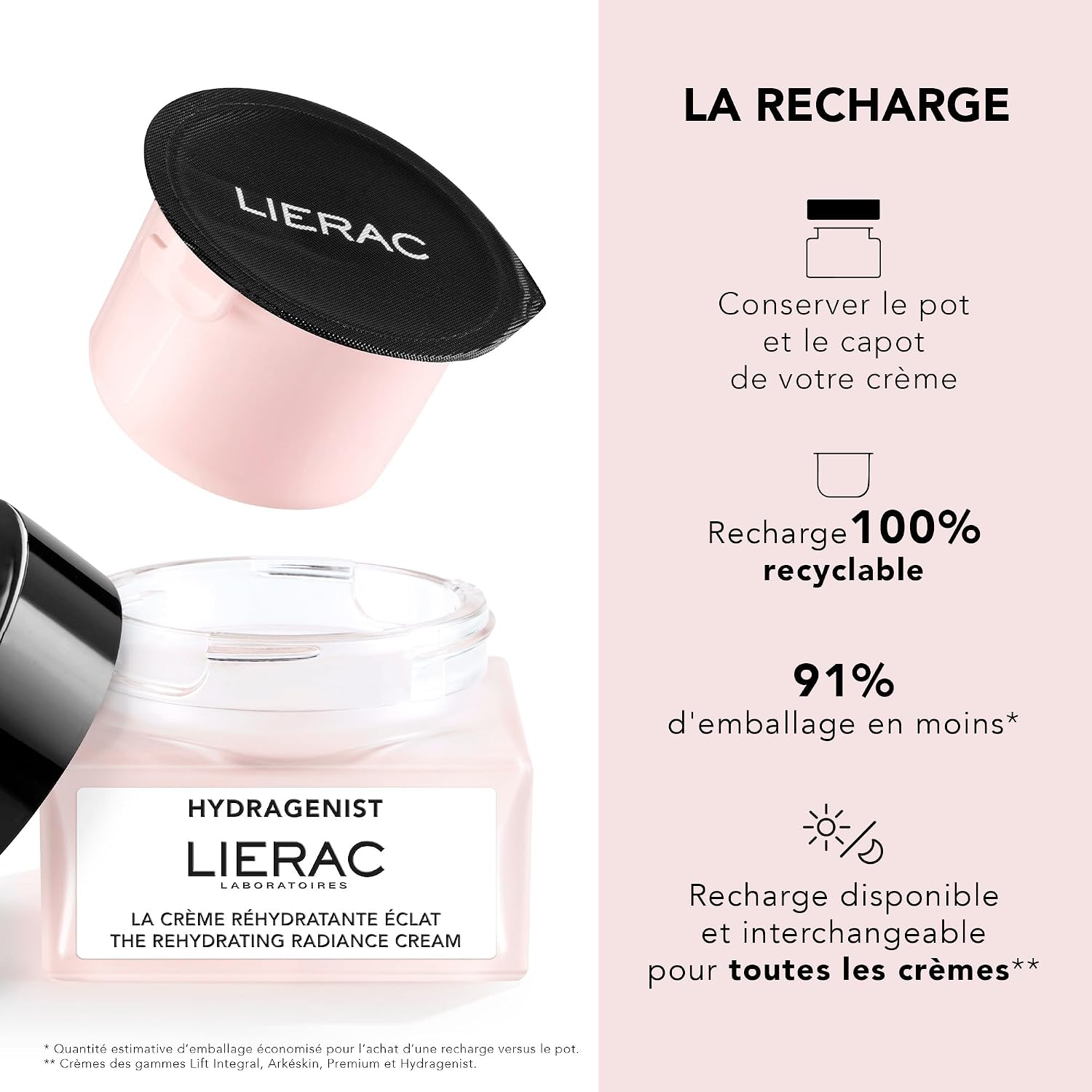 Detalle de Lierac Hydragenist Rehydrierende Creme (50 ml) – intensive Feuchtigkeit für normale bis trockene Haut