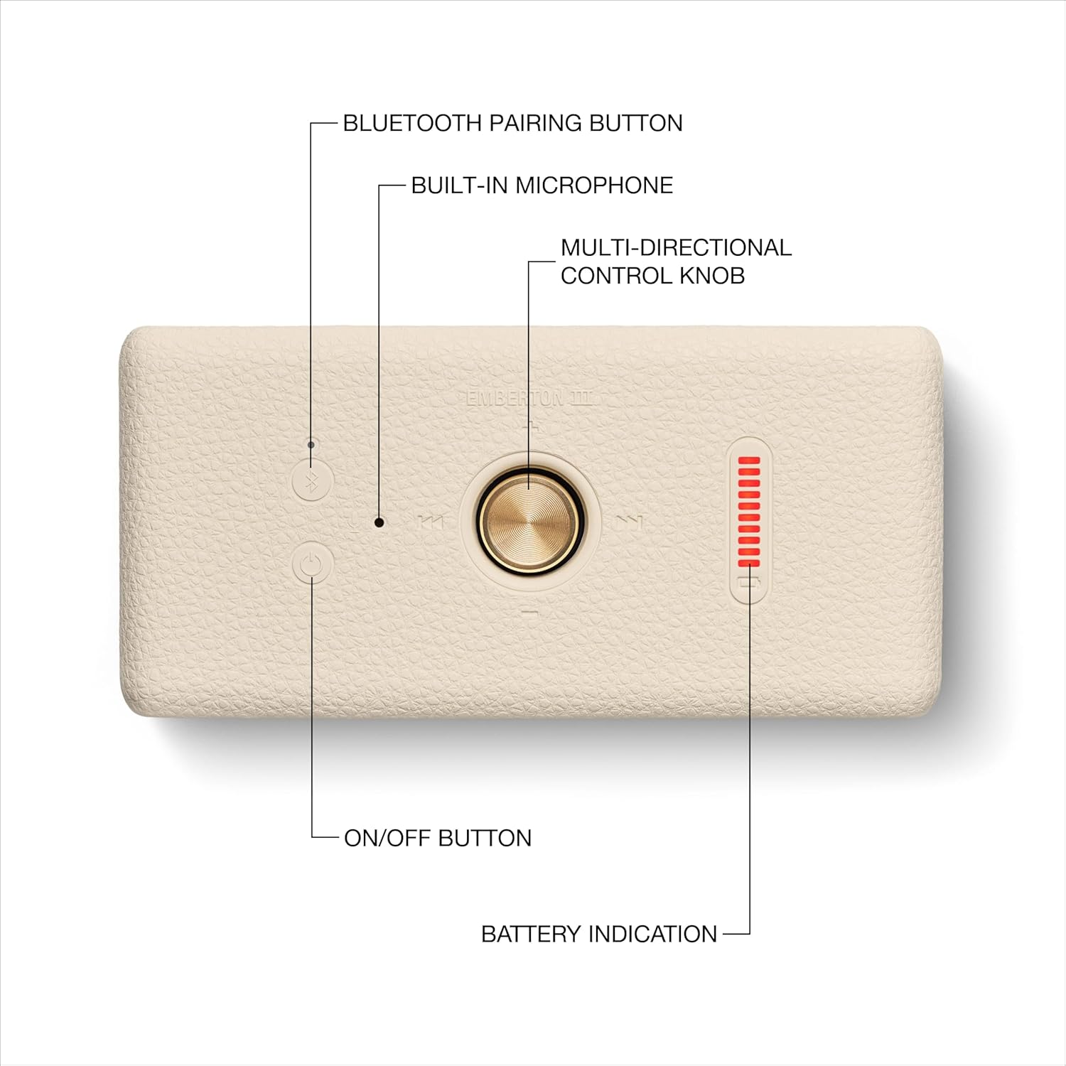 Thumbnail 5 de Marshall Emberton III Portable Bluetooth Speaker (IP67 Waterproof, True Stereophonic Sound) — Cream