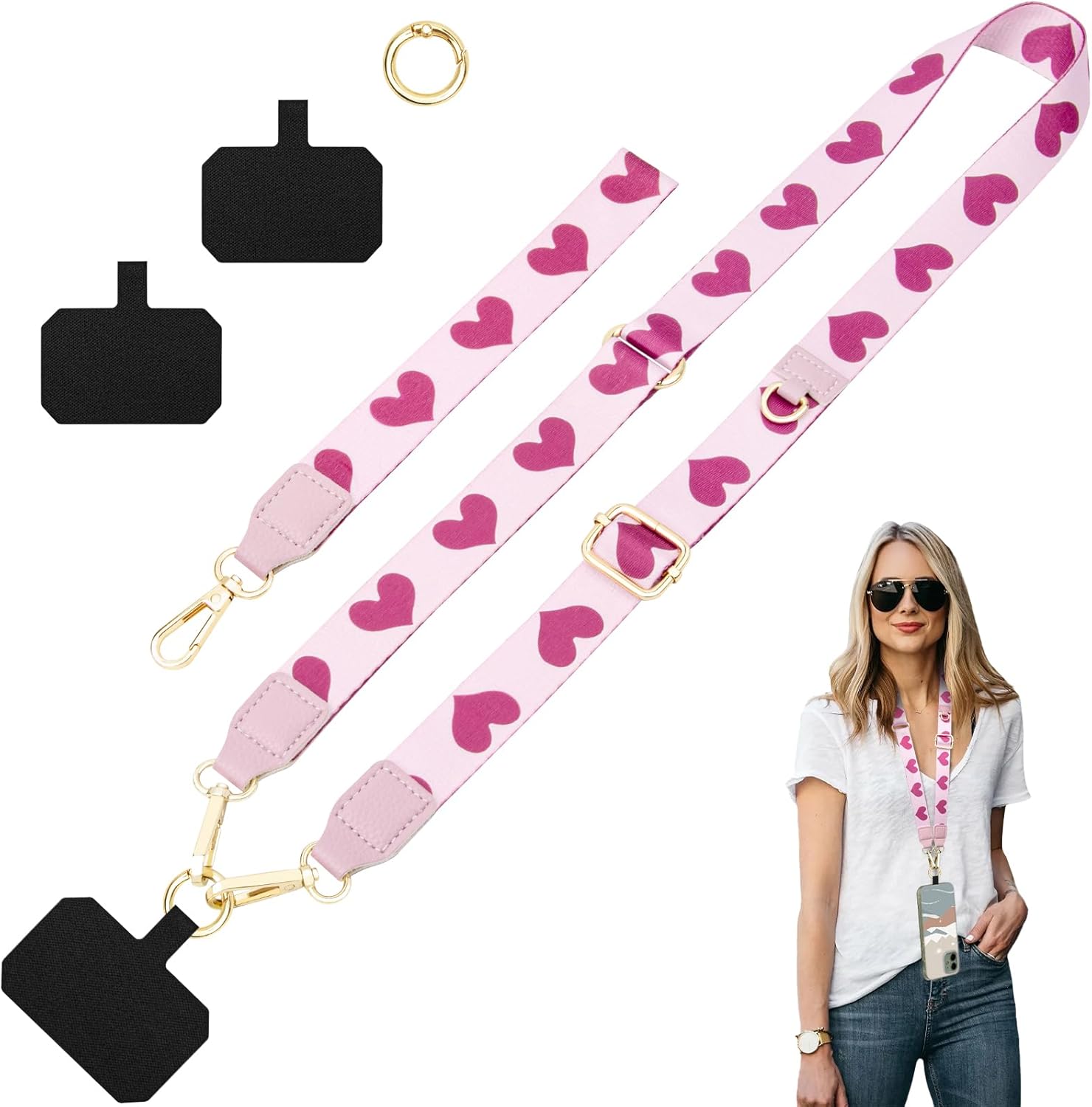 Thumbnail 6 de ONEKERUN Universelle Cordon Telephone Portable – Lanyard réglable avec 2 cartes transparentes