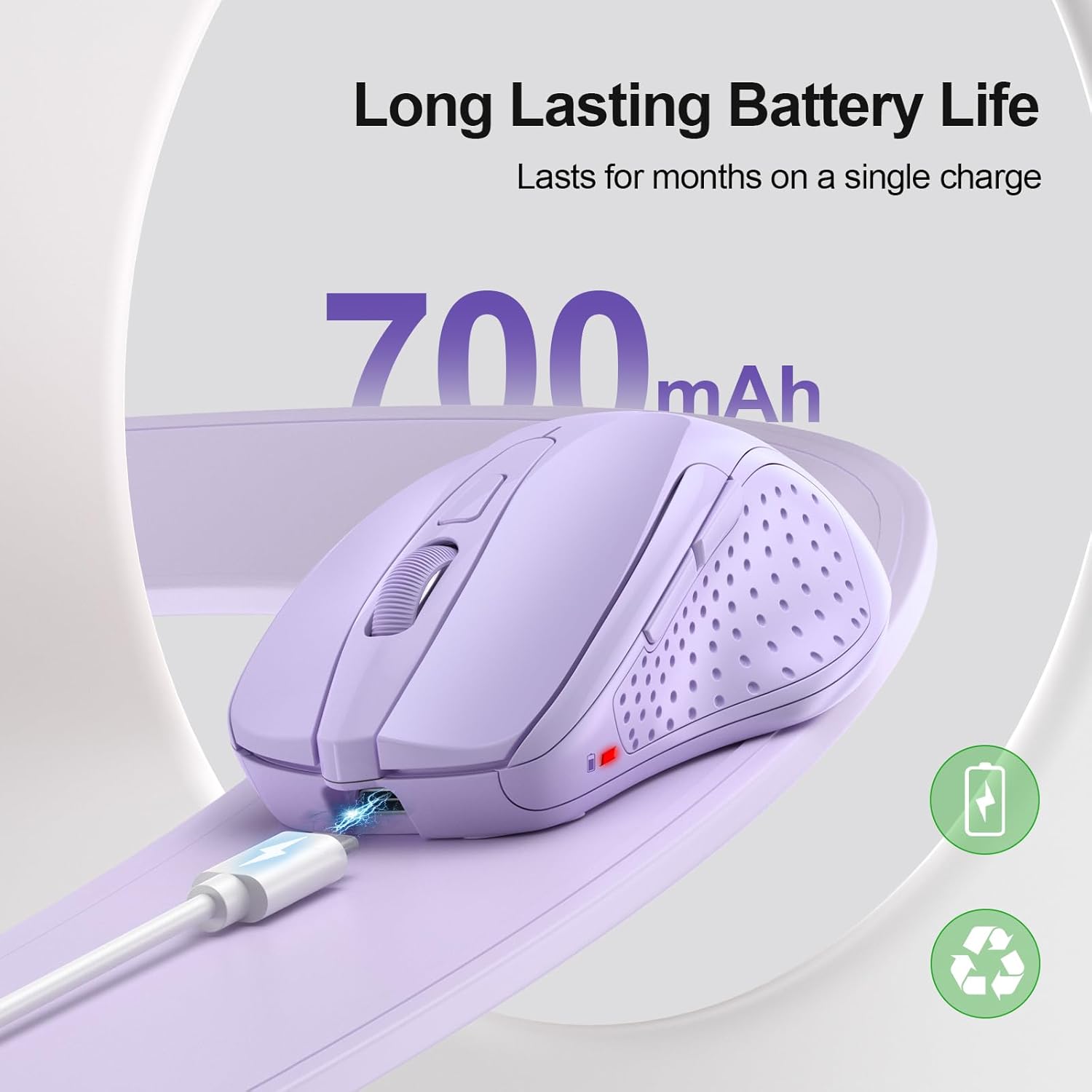 Thumbnail 1 de TECKNET Tri-Mode Rechargeable Bluetooth Mouse (BT 5.0/3.0 + 2.4G), 4800DPI, 6 Buttons