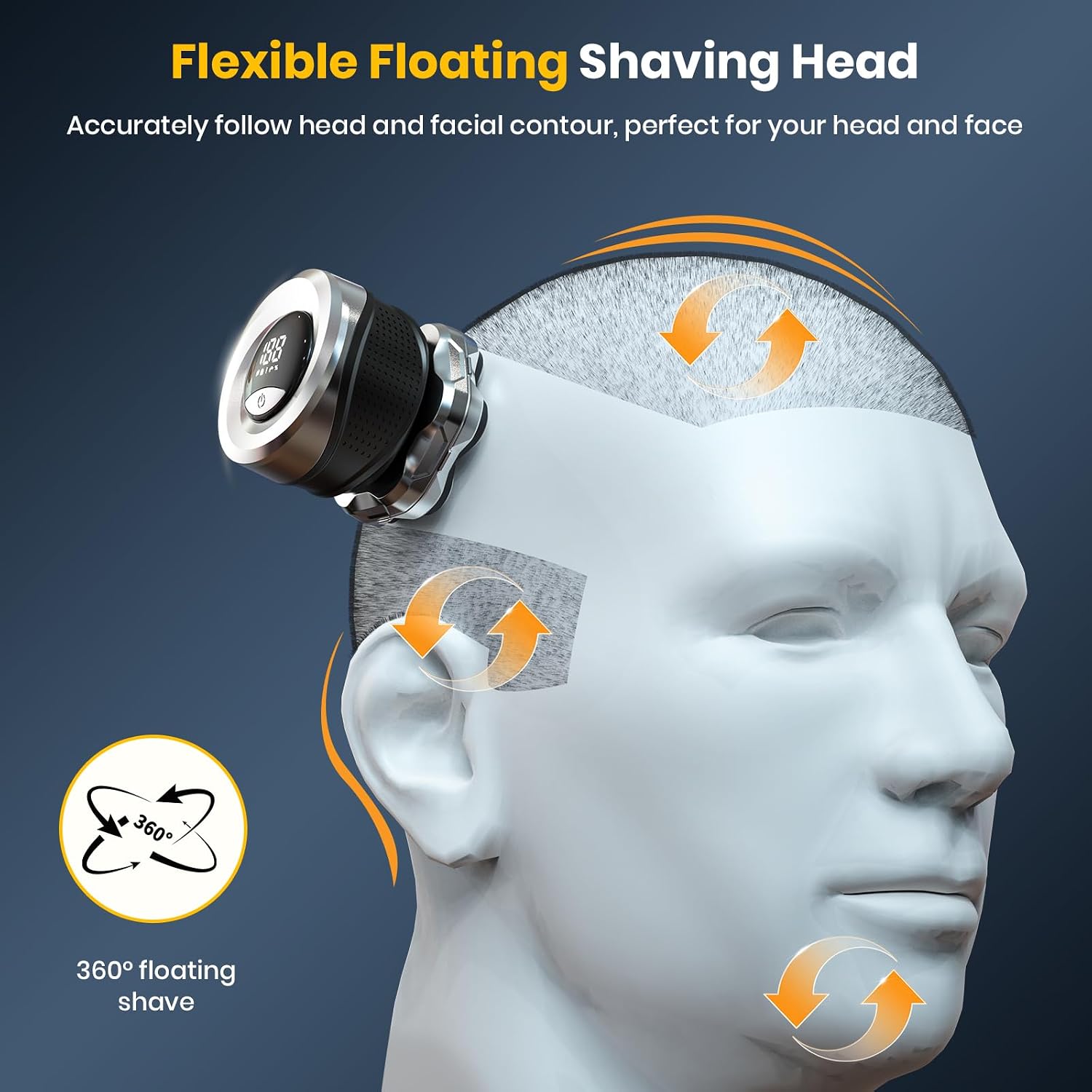 Detalle 2 de TLMUSE 7D FK-8801 7D Head Shaver, IPX7 Wet/Dry, Magnetic Head