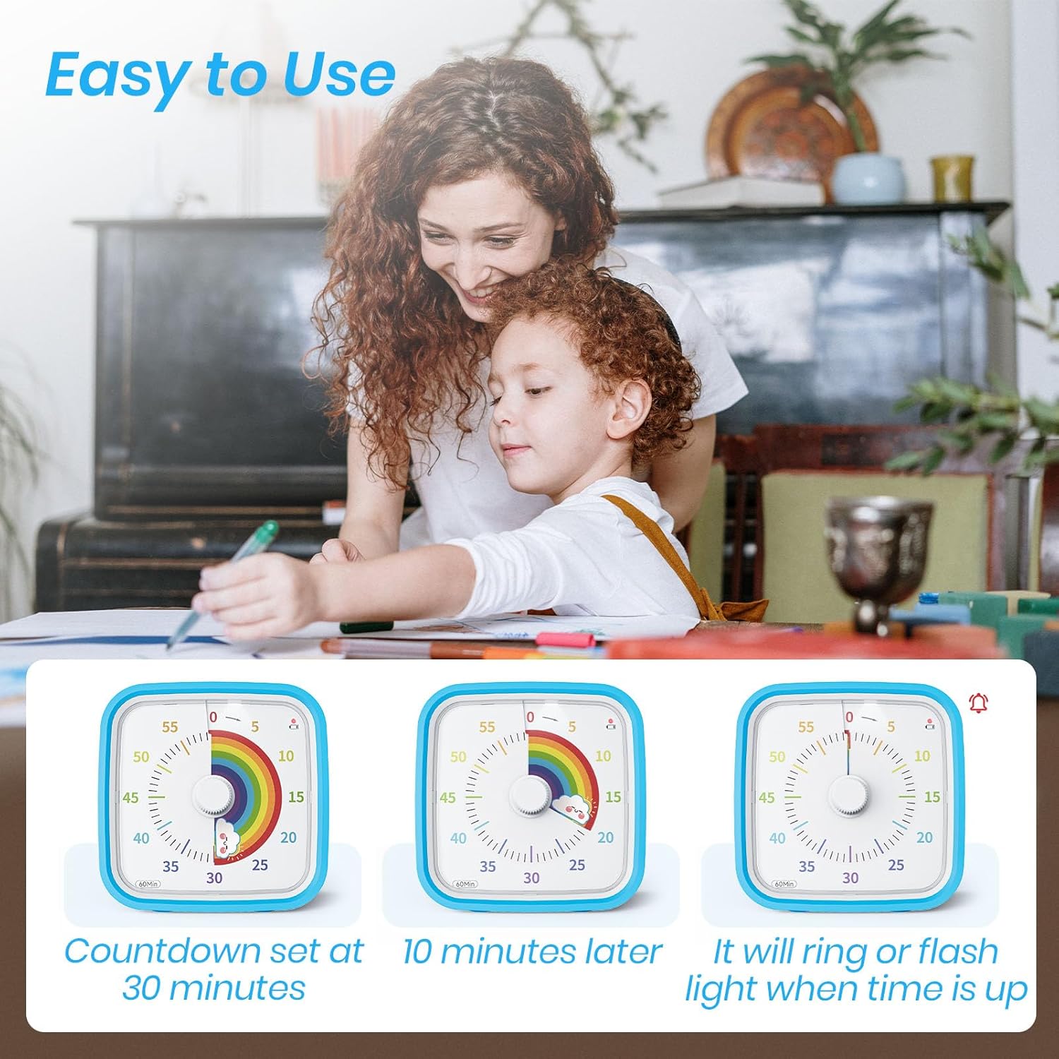 Thumbnail 2 de Yunbaoit Visual Timer 60 Minute Rainbow Disk
