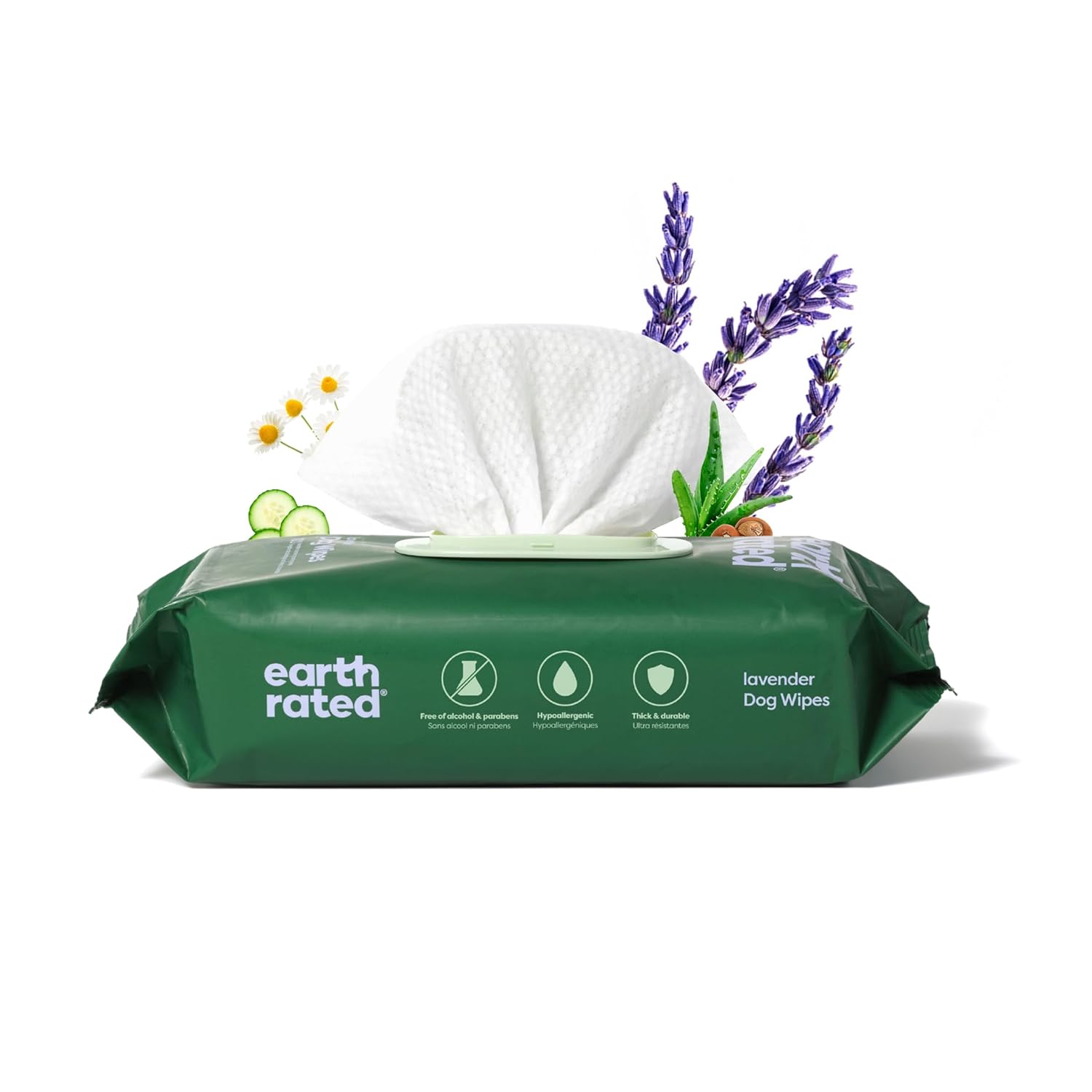 Earth Rated Feuchttücher für Hunde – Dicke Pflegetücher, Lavendelduft, 100 Stück