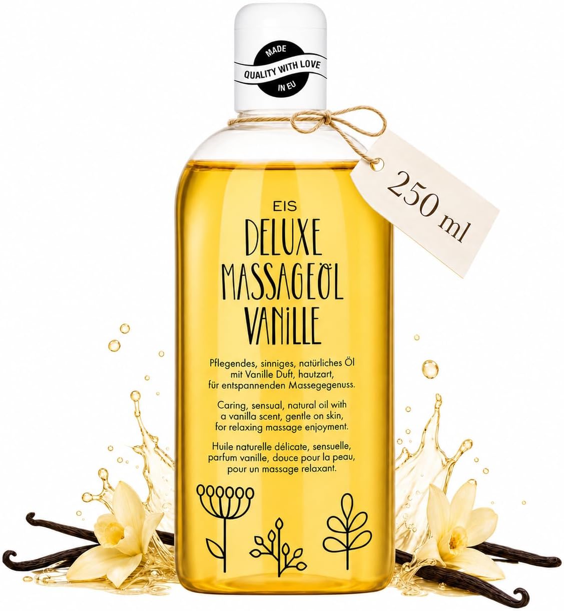 Olio massaggi EIS Deluxe alla vaniglia da 250 ml per massaggi rilassanti corpo e coppie