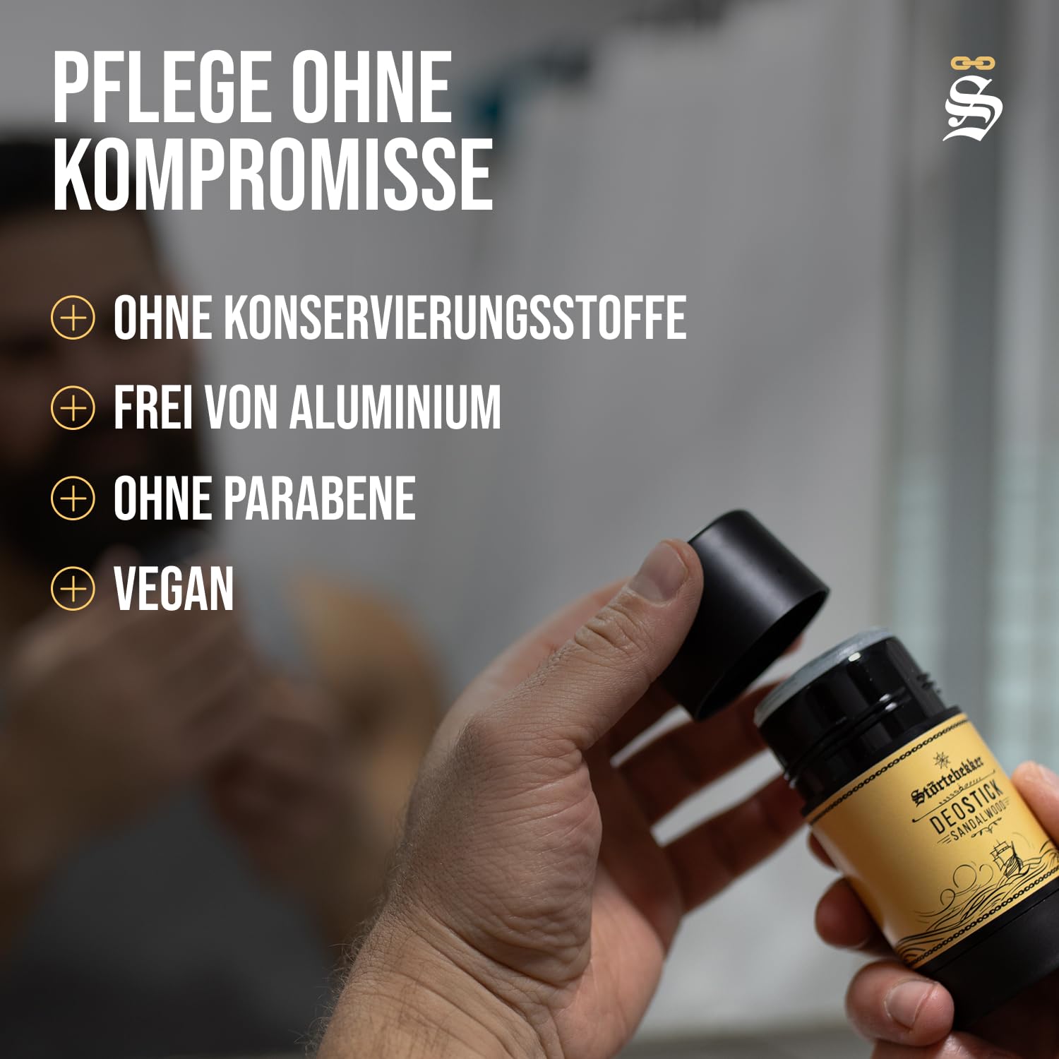 Detalle de Störtebekker Premium Deostick Sandelholz – langanhaltende Frische für Herren (75 g) • Made in Germany