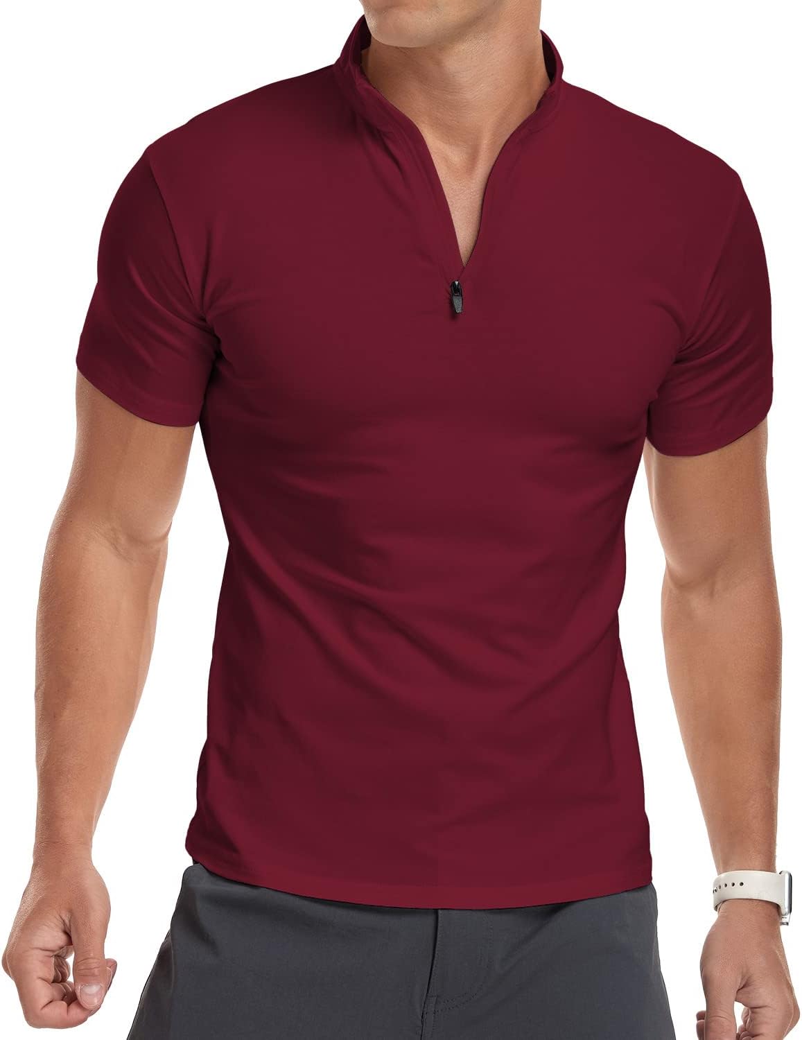 Detalle de KUYIGO Herren 1/4 Zip Laufshirt – Funktionsshirt, Langarm, schnelltrocknend (S–XXL)