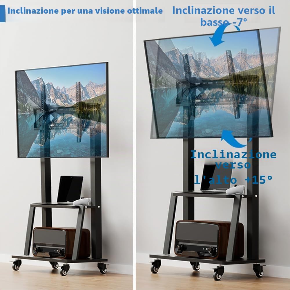 Detalle de Duiliuu Porta TV da Terra con Ruote: supporto mobile 32–75 pollici, robusto e regolabile