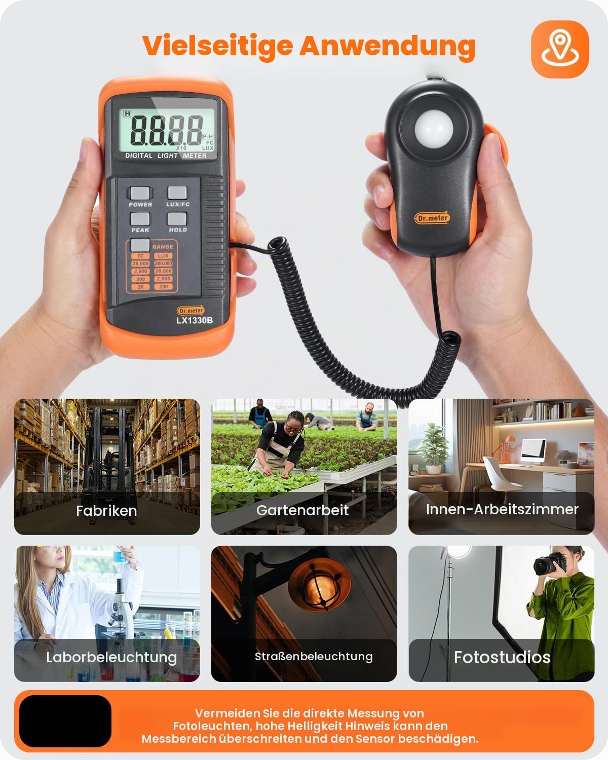 Detalle 2 de Dr.meter LX1330B Luxmeter 0-200.000