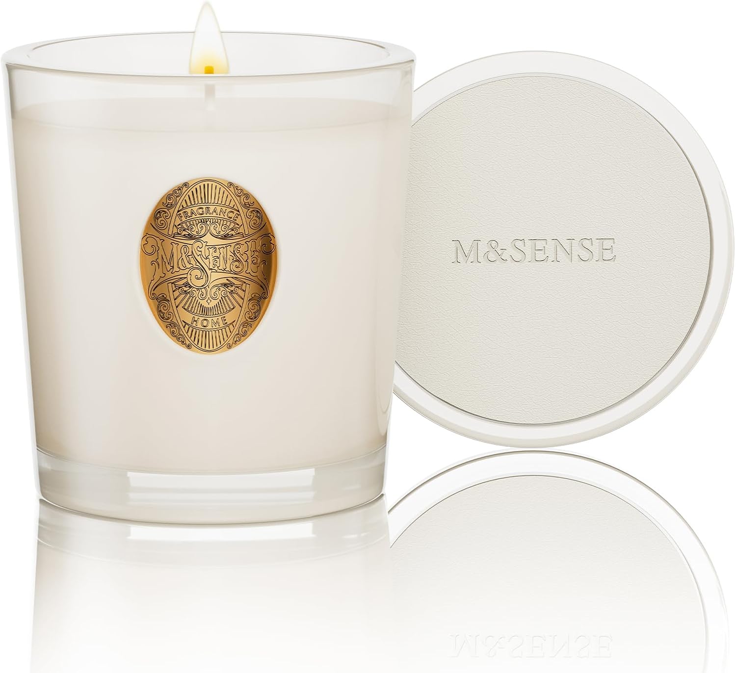 Detalle de M&SENSE Scented Candles 260g Vanilla Dream – Natural Soy Wax, 55 Hours Burn Time