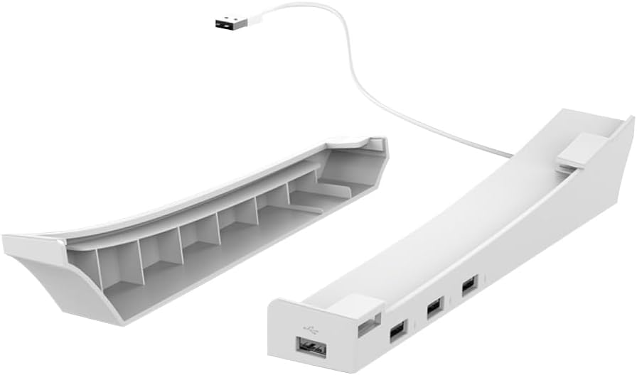 Detalle de アローン ALG-P5U3YS PS5用横置きHUBスタンド ホワイト、USB2.0ポート4基