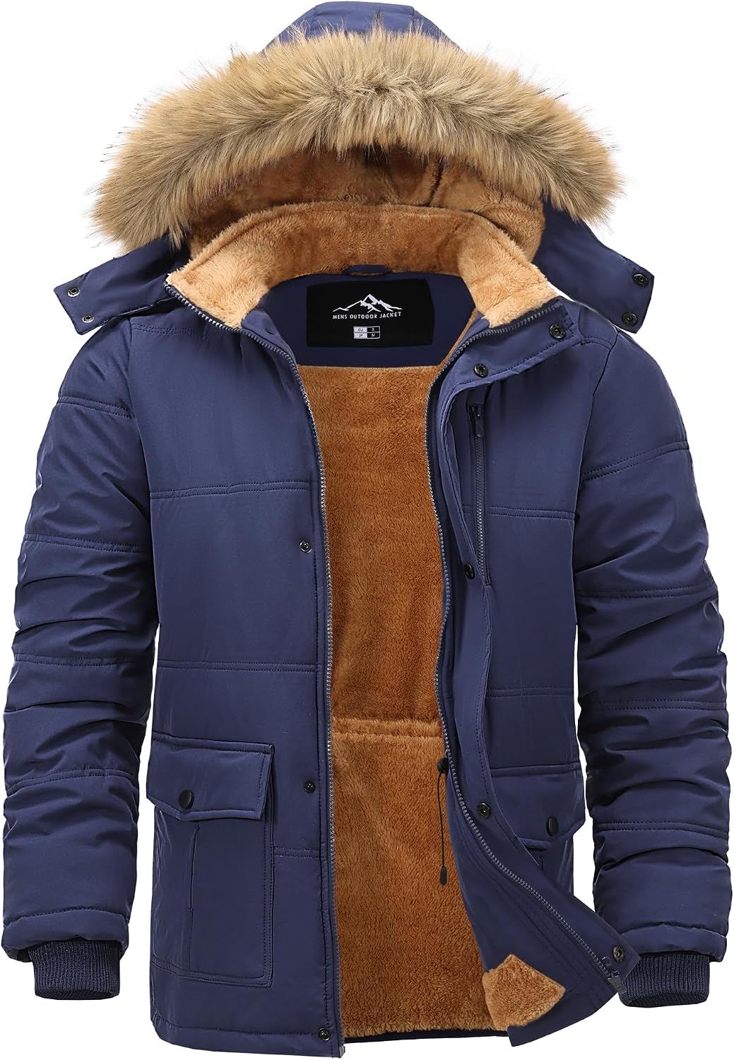 Detalle 2 de Peakwell Men’s Warm Winter Jacket with Detachable Hood