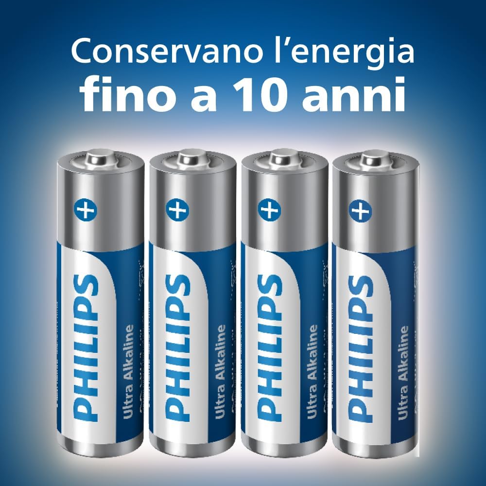 Detalle de Philips Ultra AAA Alkaline Batterie – Confezione da 40, affidabili per telecomandi, mouse e piccoli gadget