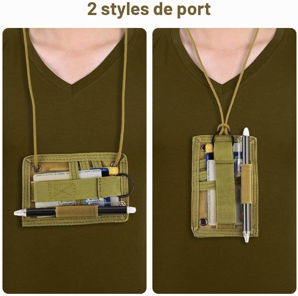 Detalle 1 de OFFCUP tactische badgehouder in nylon, bruin, met verstelbaar nekkoord