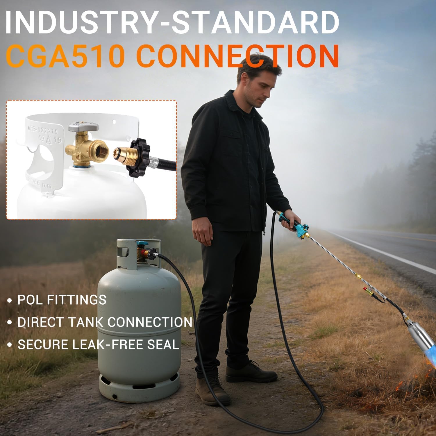 Thumbnail 6 de Sondiko GJD460 Propane Weed Torch, 10-ft Hose, Adjustable 24 in/37 in