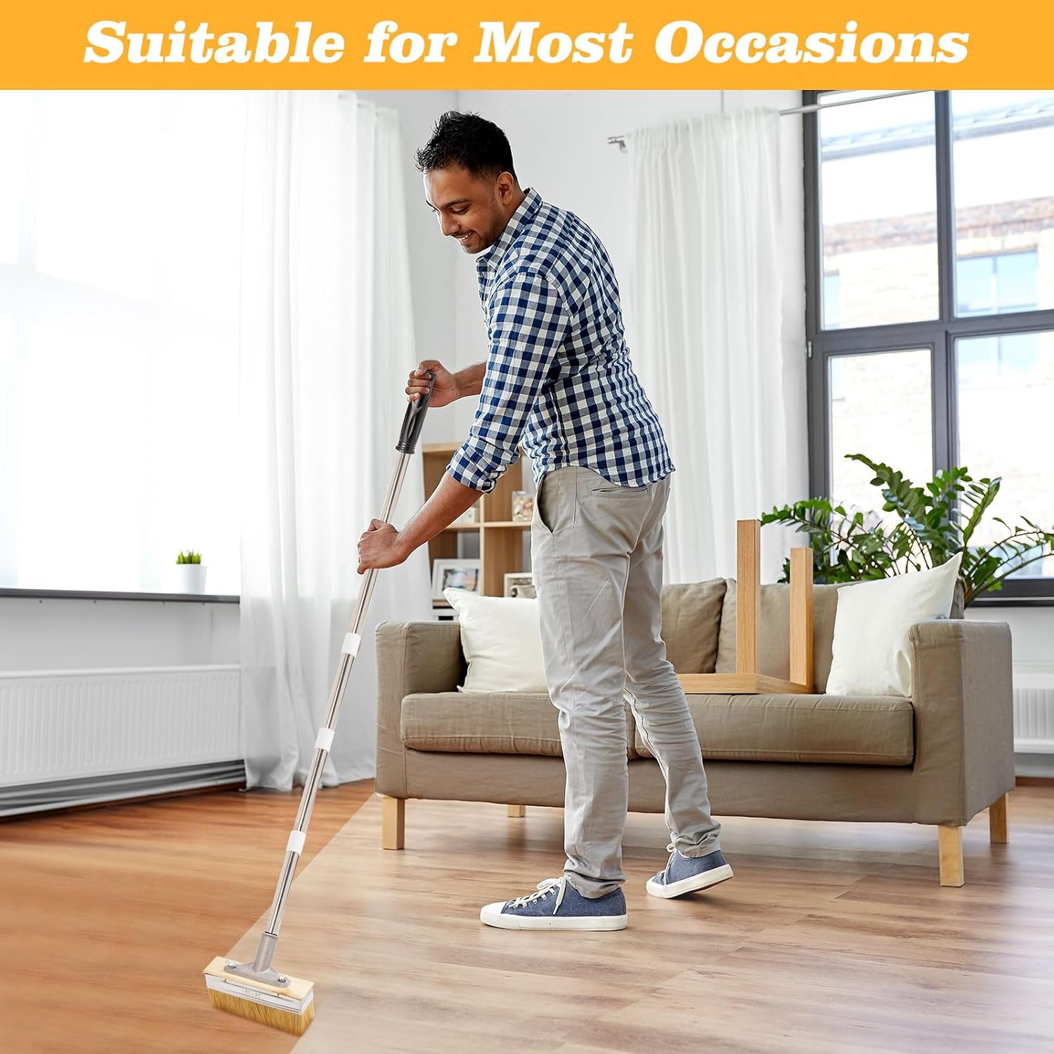 Thumbnail 6 de 7'' Decking Paint Brush with Long Handle: Adjustable Deck Stain Applicator for Wood, Fences and Furniture