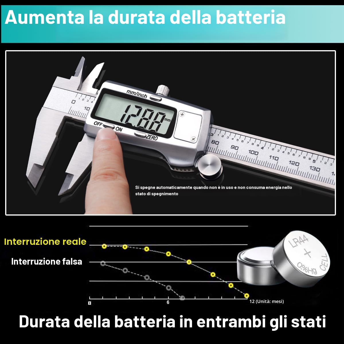Thumbnail 3 de Kynup calibro digitale professionale 150 mm con display LCD grande (conversione mm/inch) in acciaio inox
