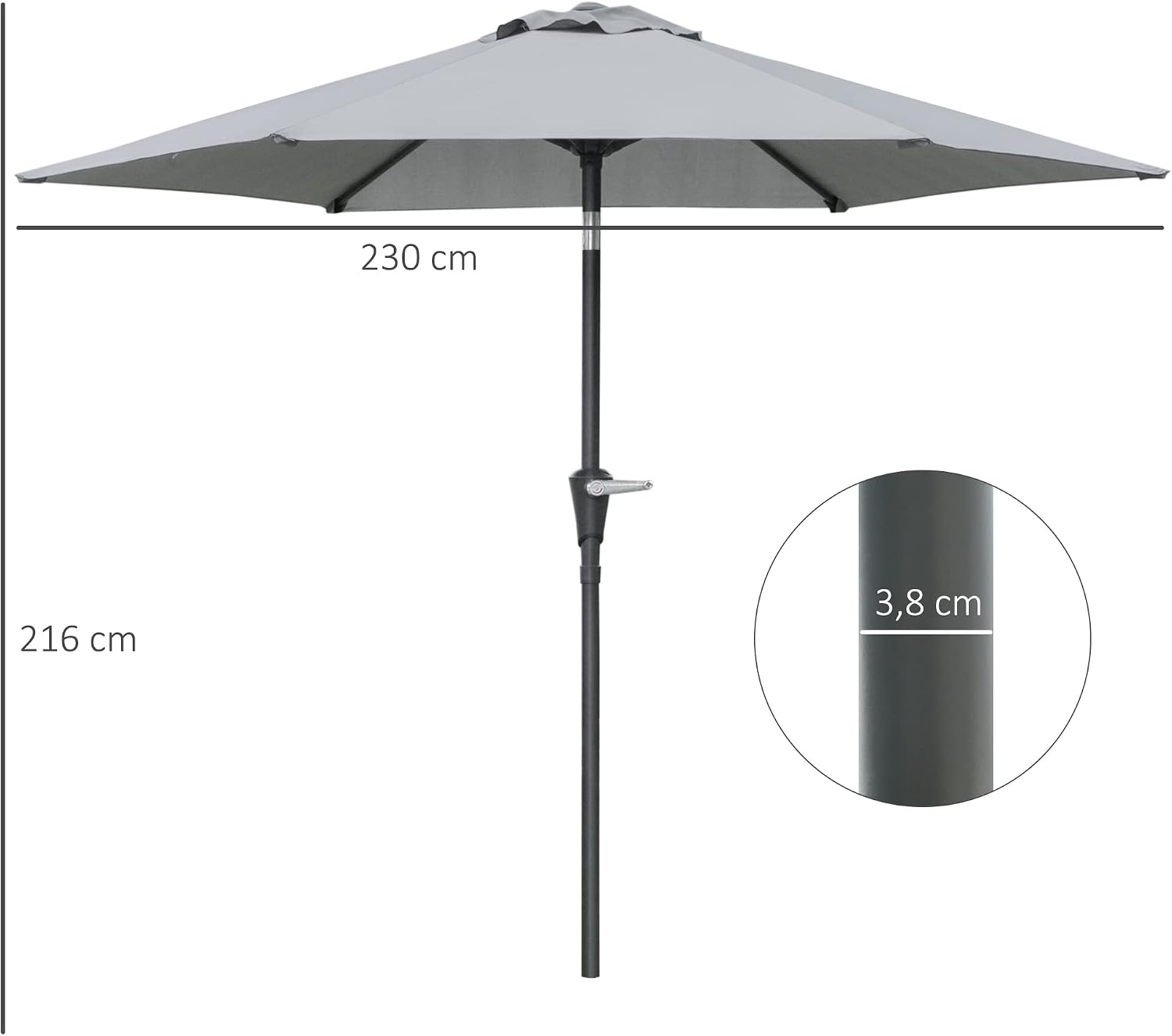 Thumbnail 6 de Outsunny Sombrilla Terraza Ø230 cm