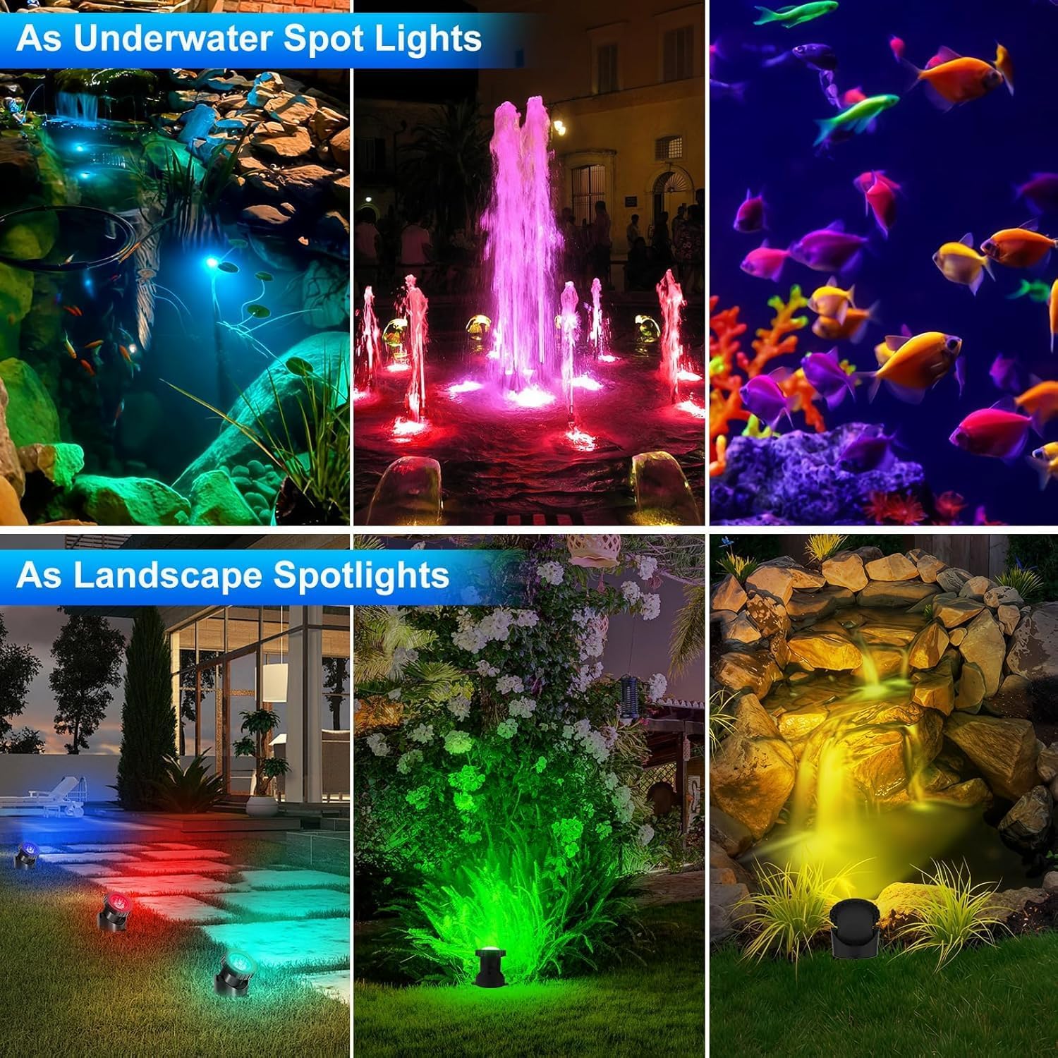 Thumbnail 6 de T-SUNUS Teichbeleuchtung Unterwasser RGB – 4in1 IP68, Bluetooth App Steuerung