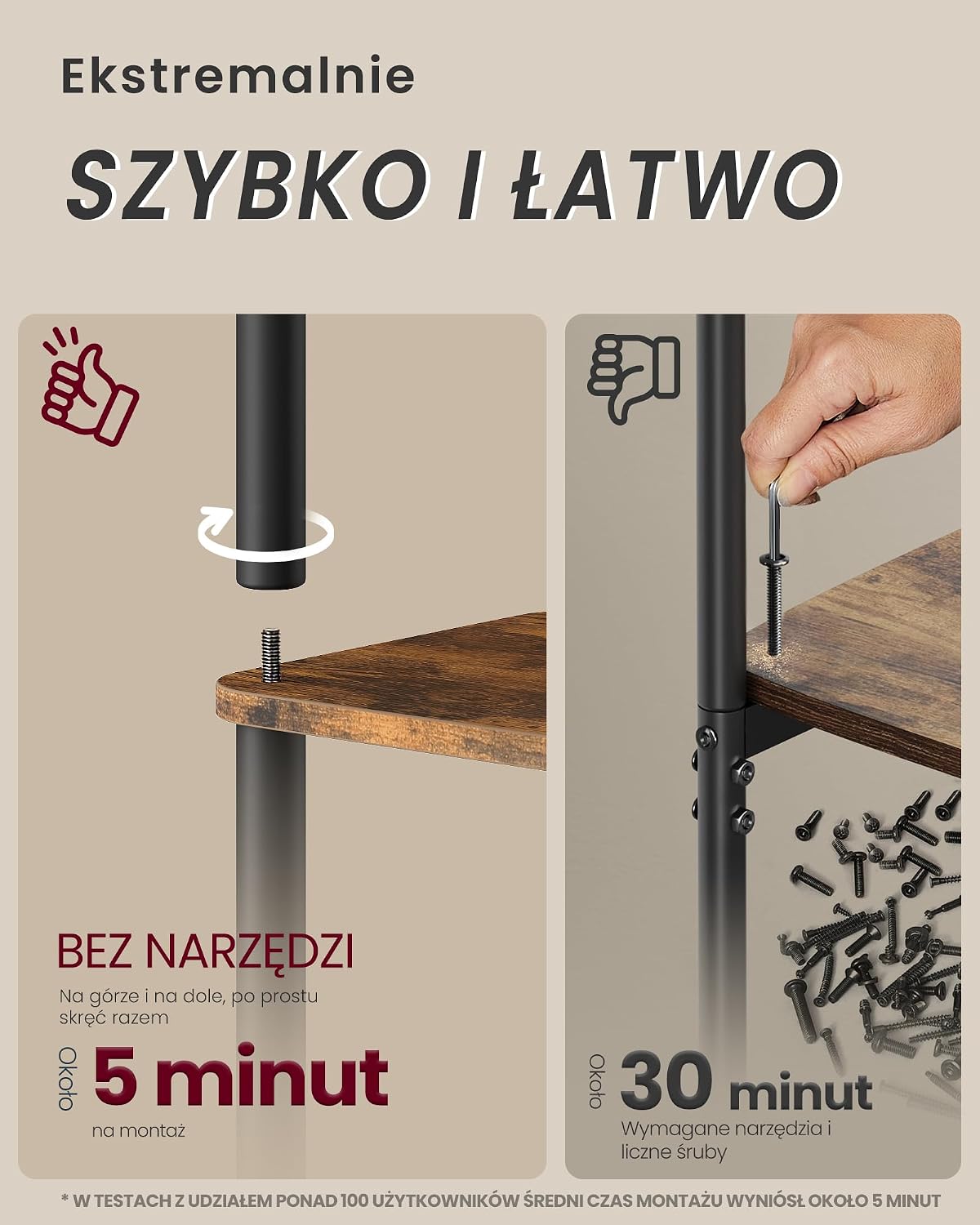 Detalle 2 de VASAGLE BRAYLIN LLS136K01 – regał 6-poziomowy, brąz vintage i czarna stal