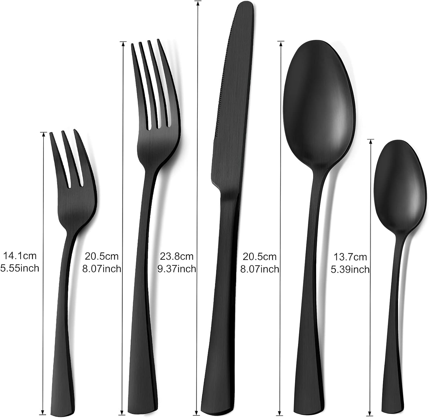 Detalle de Bestdin Besteck-Set für 6 Personen, 30-teilig aus Edelstahl (schwarz matt), spülmaschinenfest