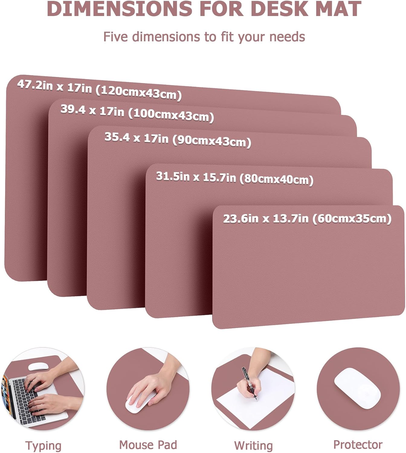 Thumbnail 2 de MOLMO Non-Slip Desk Mat (Dark Pink) – Waterproof desk protector, large mouse pad & laptop mat, 120 x 43 cm