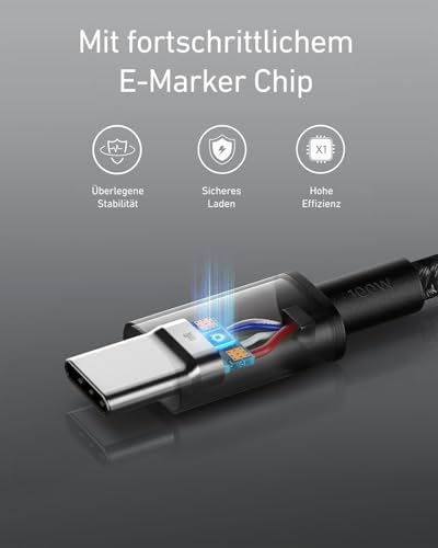 Detalle de Anker 100W USB-C auf USB-C Kabel PD 3.0 – 2er-Pack, 1,8 m