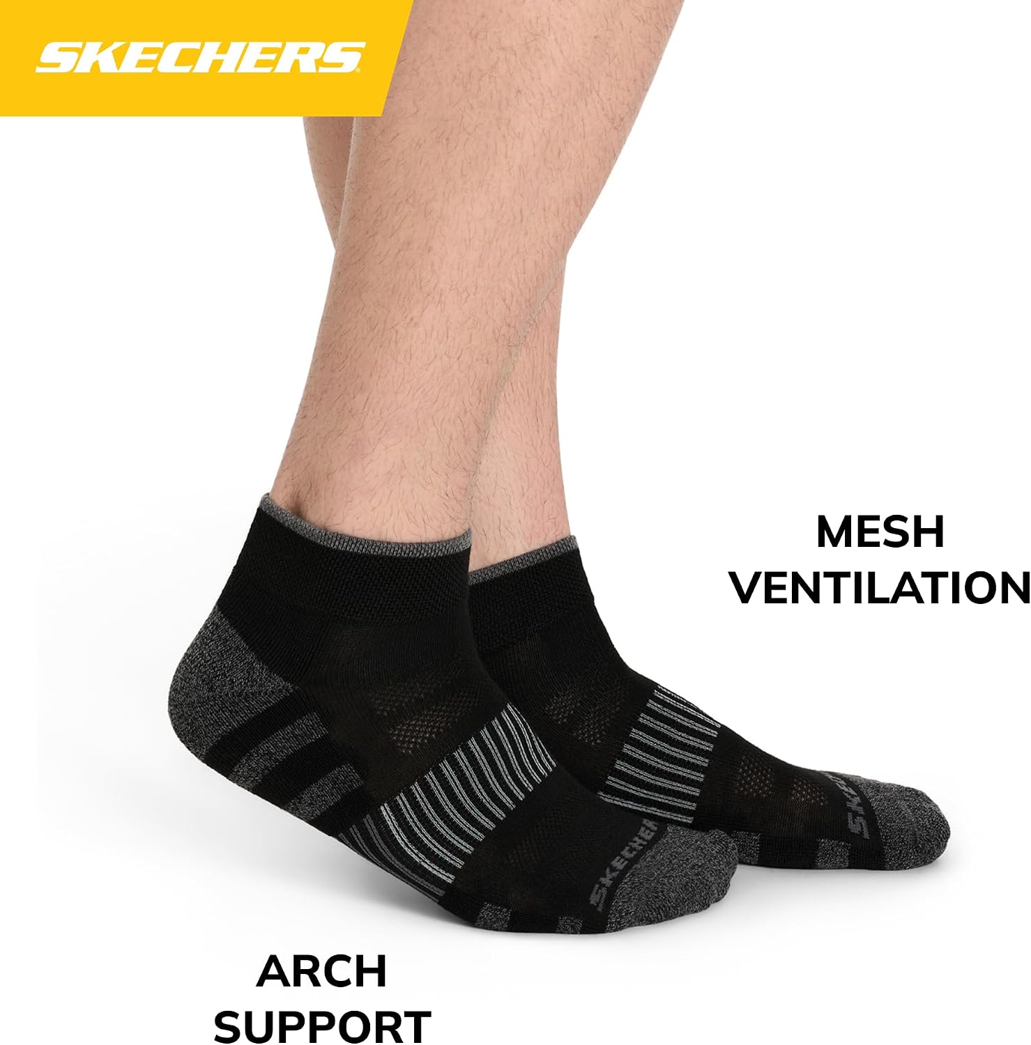 Detalle de Skechers 8-pack Work Collection Quarter Crew — Chaussettes de travail à amorti prolongé et ventilation