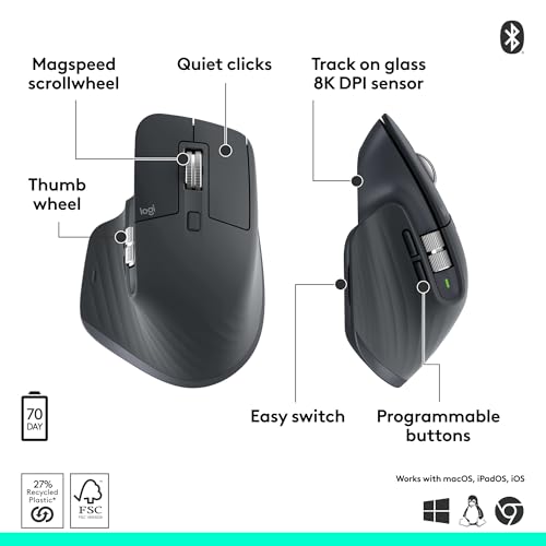 Thumbnail 5 de Logitech MX Master 3S Bluetooth Wireless Mouse (Graphite) – No Receiver