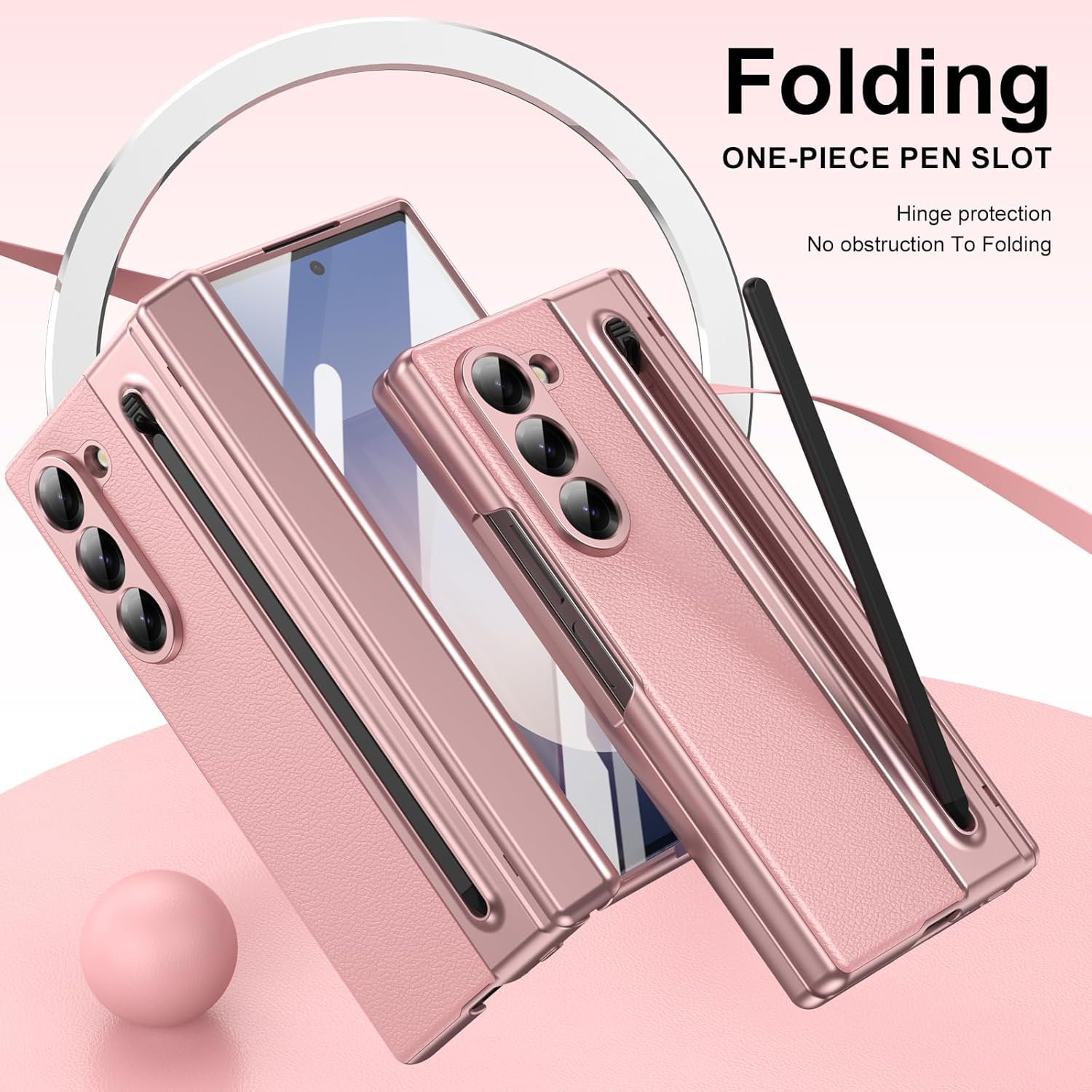 Thumbnail 6 de Custodia per Galaxy Z Fold5 con penna stilo integrata e cerniera protettiva – rosa